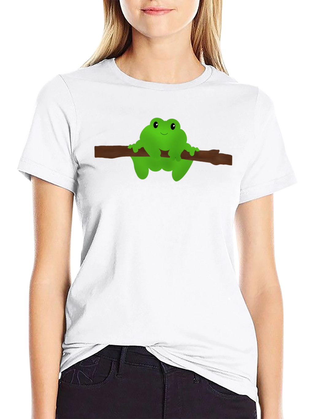 Frog On Branch Graphic Tee - Black