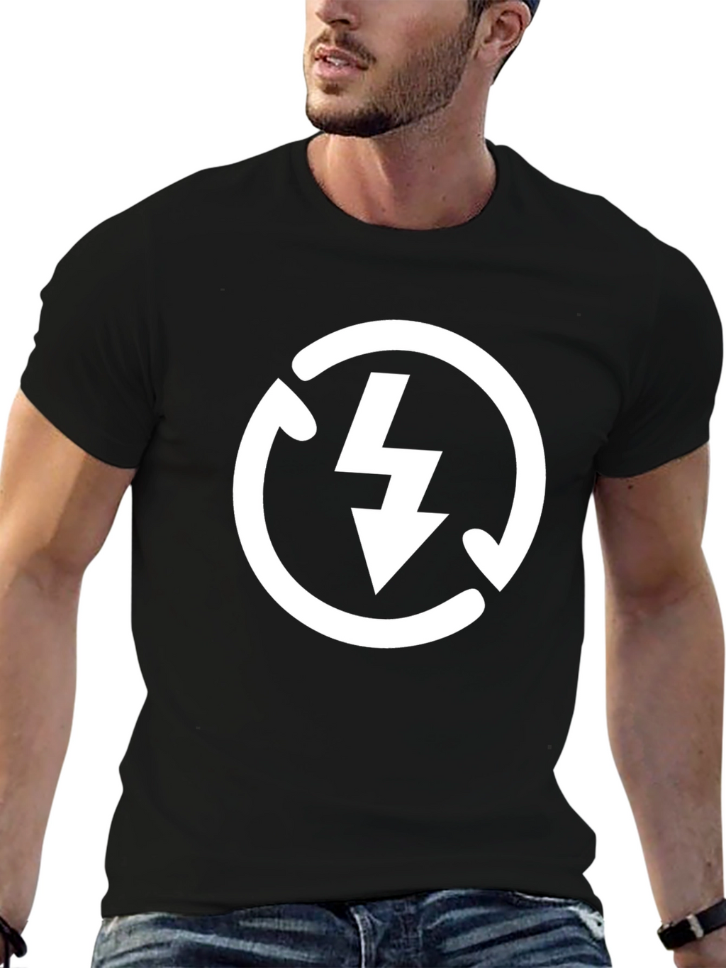 Electric Arrow Tee - Black Cotton Graphic T-Shirt