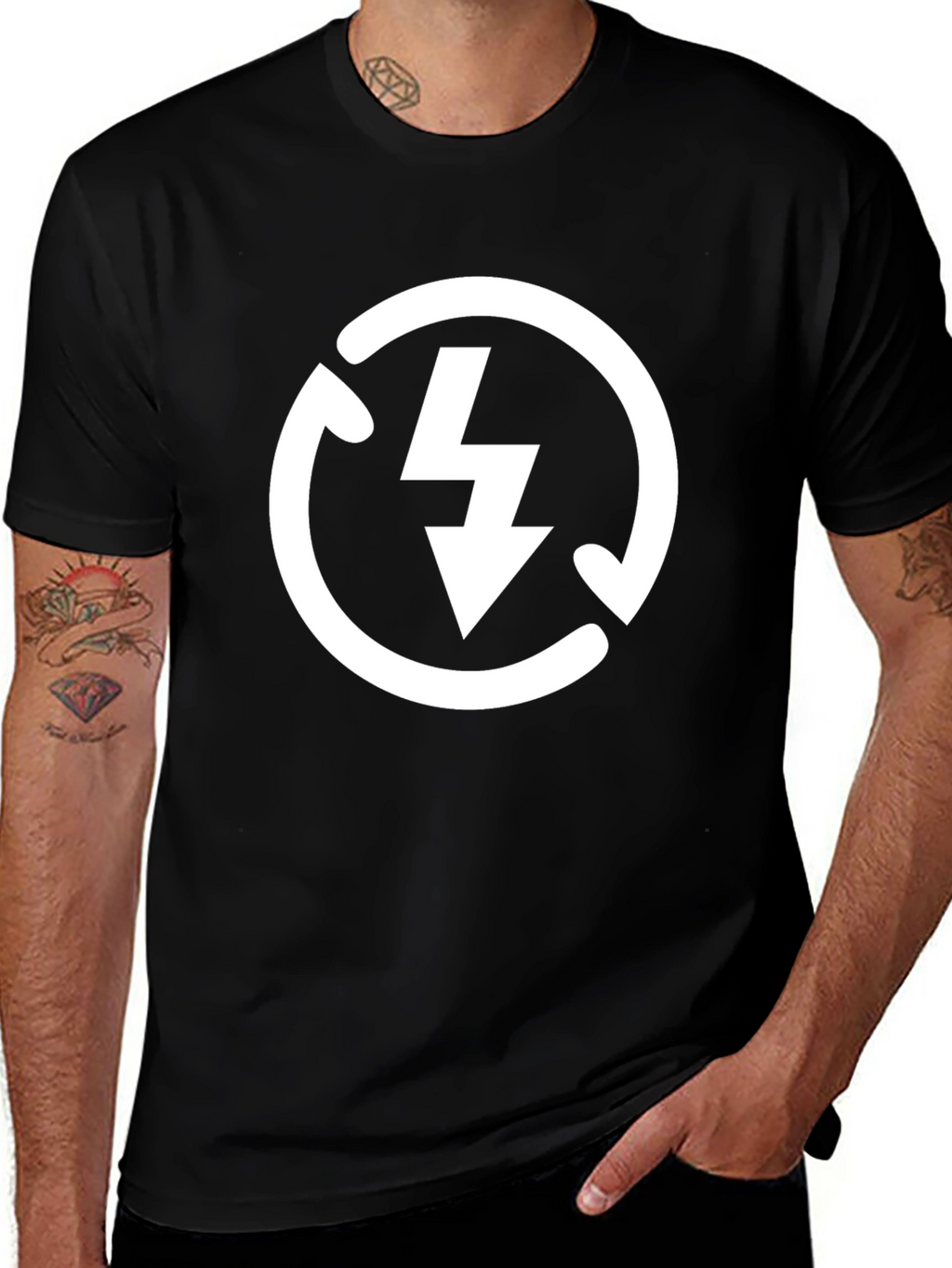Electric Arrow Tee - Black Cotton Graphic T-Shirt