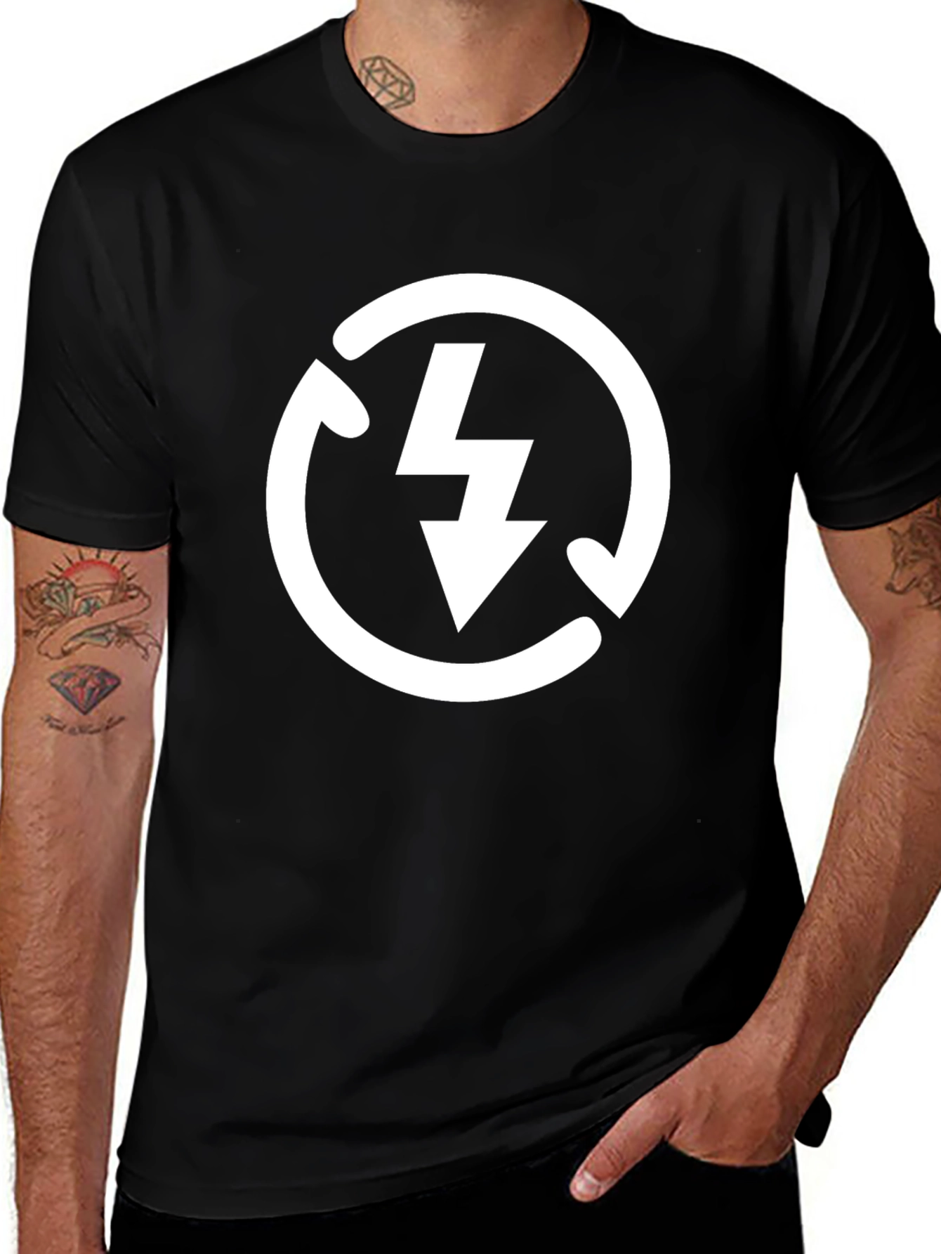Electric Arrow Tee - Black Cotton Graphic T-Shirt