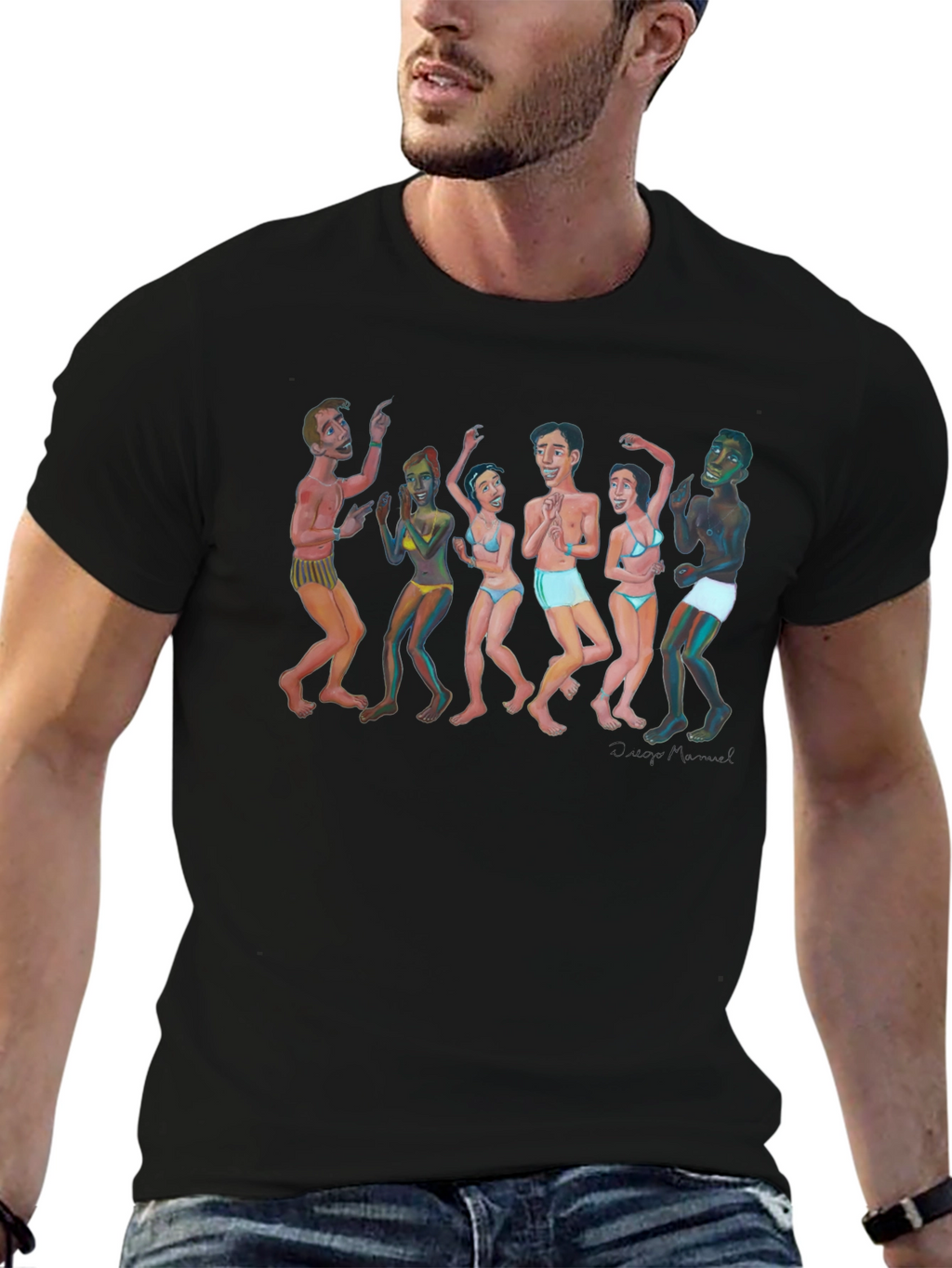 Dancing Figures Graphic Tee - Unisex Black T-Shirt