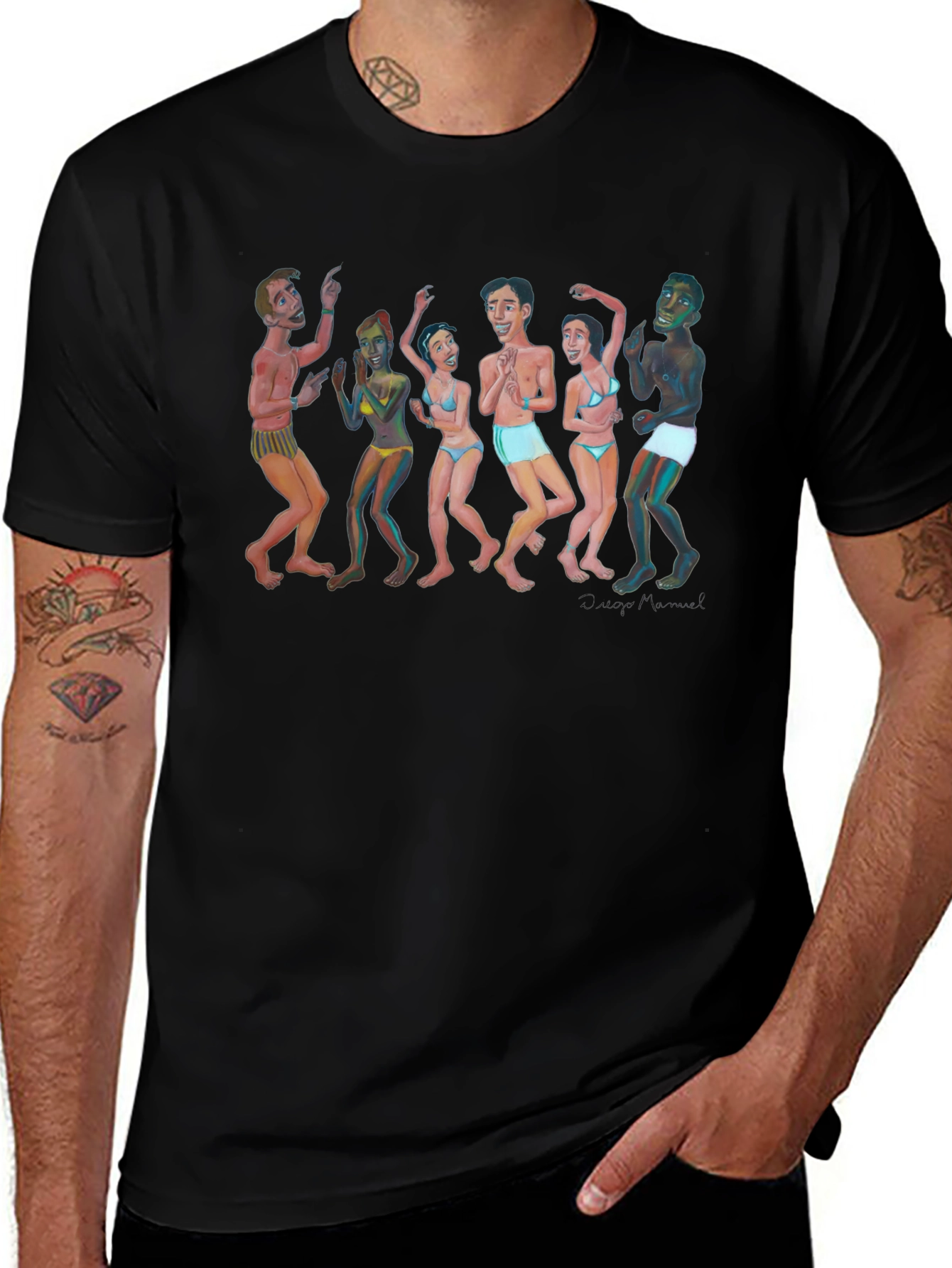 Dancing Figures Graphic Tee - Unisex Black T-Shirt