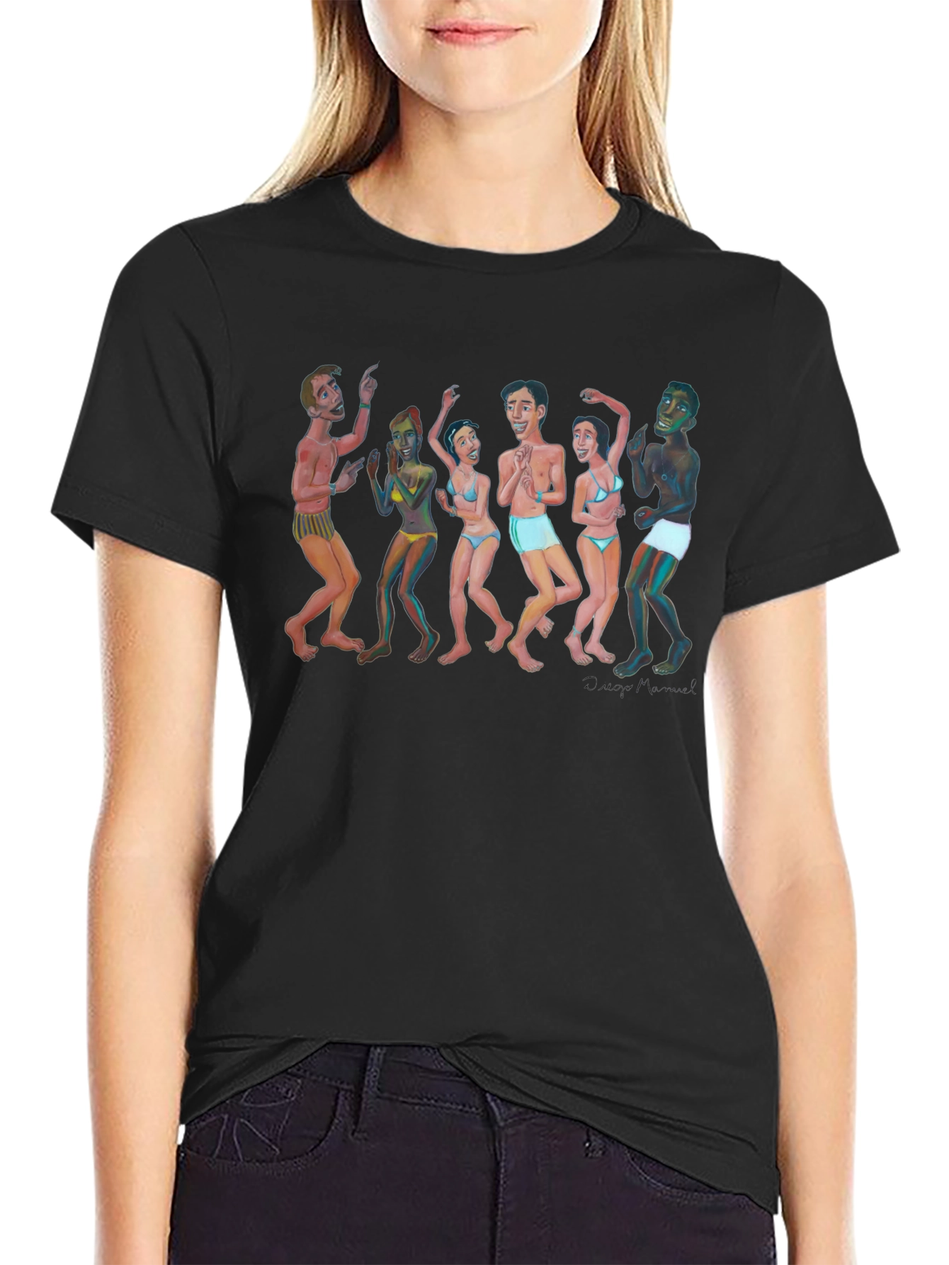 Dancing Figures Graphic Tee - Unisex Black T-Shirt