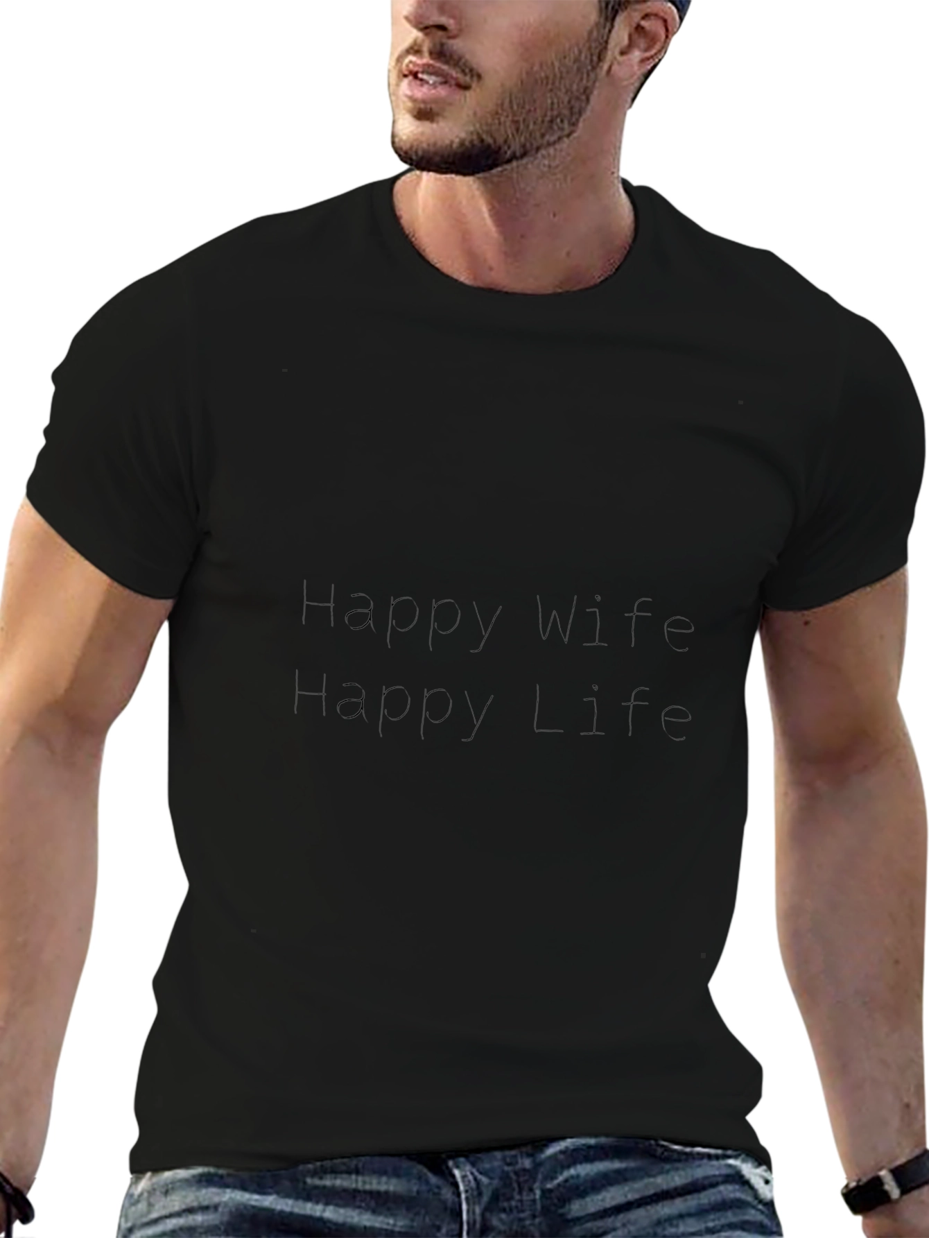 Happy Wife Happy Life - Mens Black T-Shirt