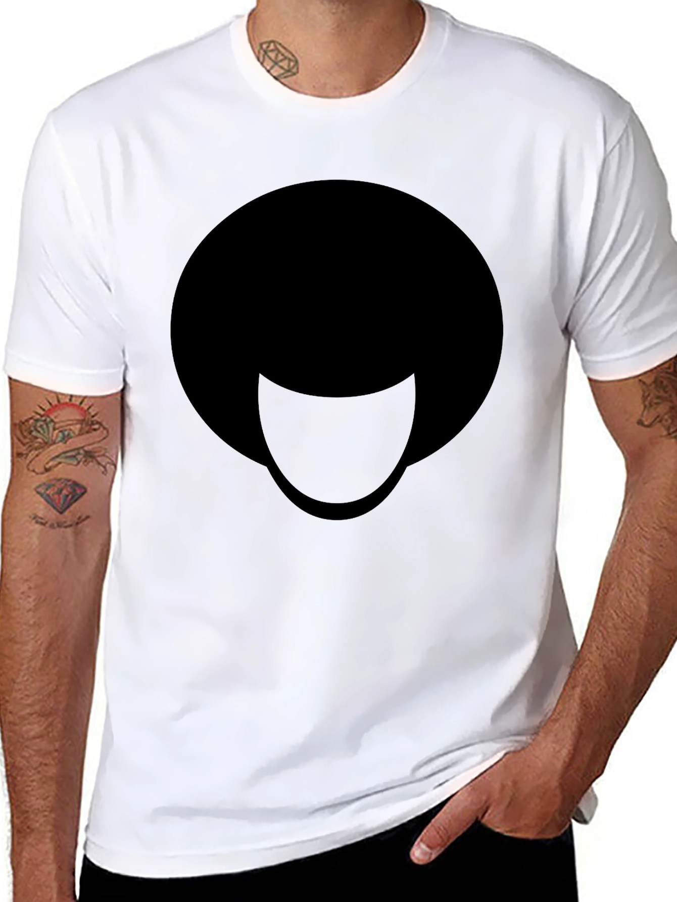Cool Minimalist Afro T-Shirt - Black Graphic Tee