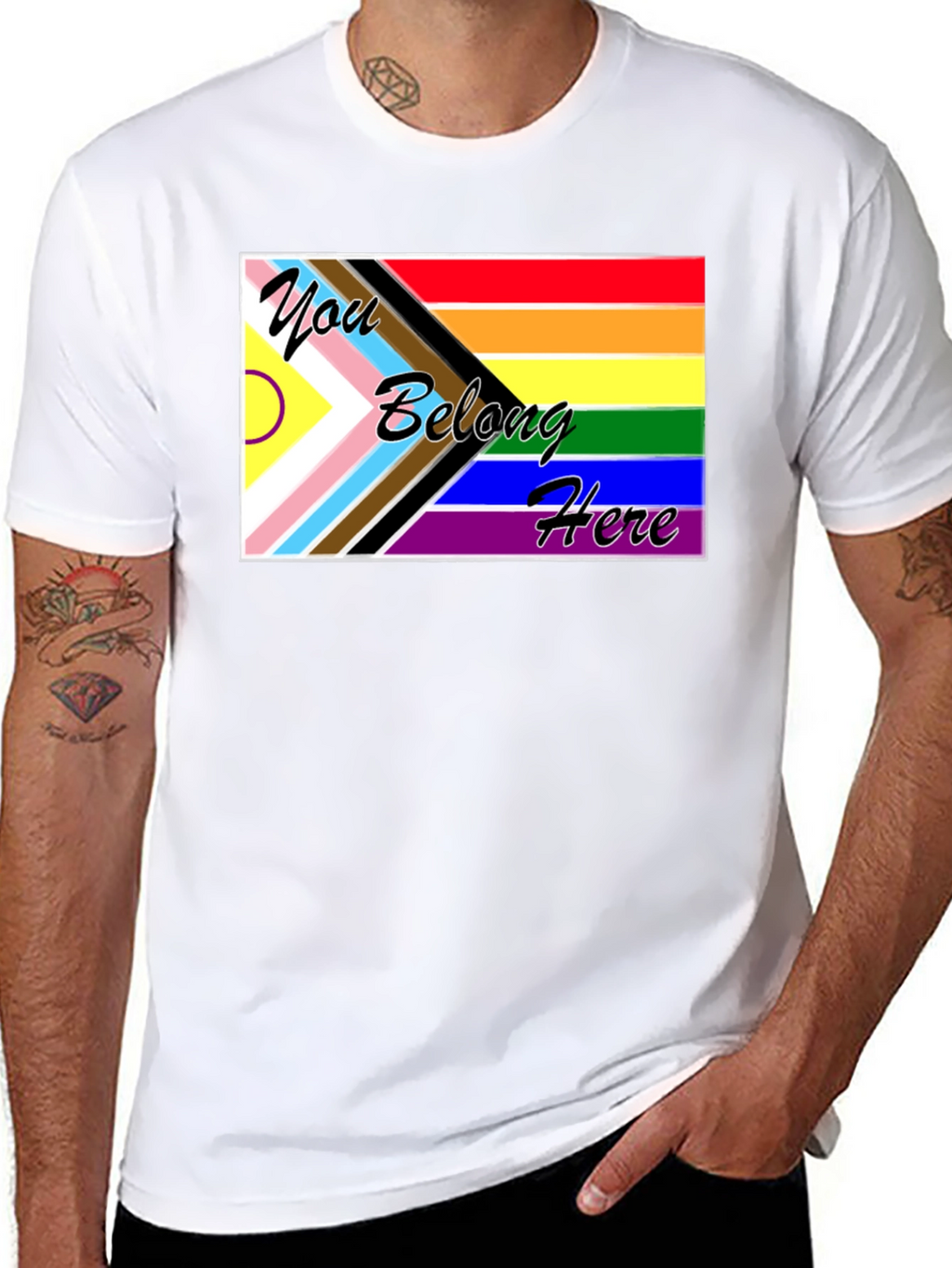 Inclusive Pride Flag Tee: You Belong Here
