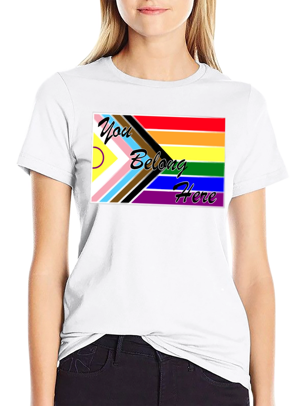 Inclusive Pride Flag Tee: You Belong Here