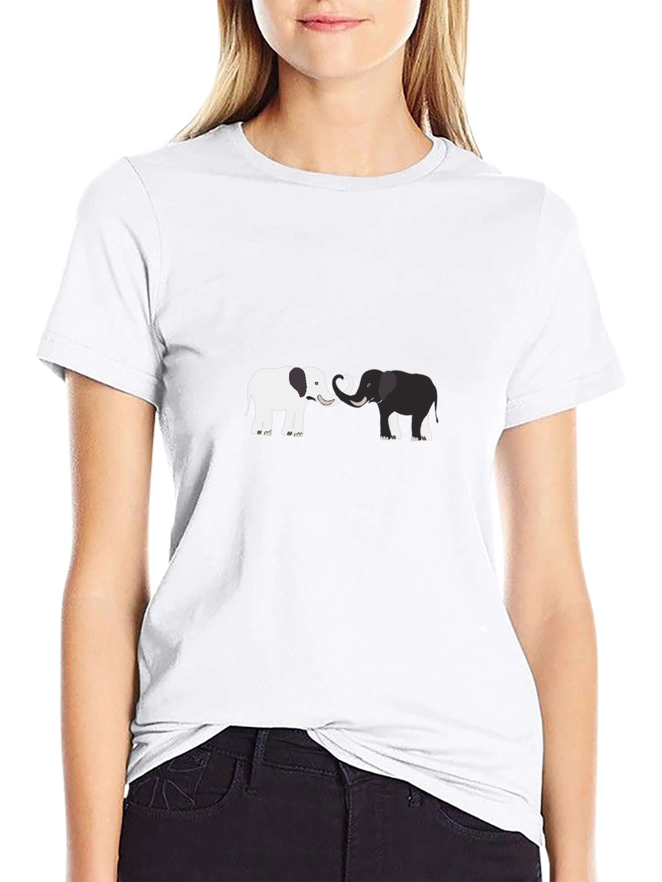 Elephant Love Graphic Tee - Black Cotton Blend Shirt