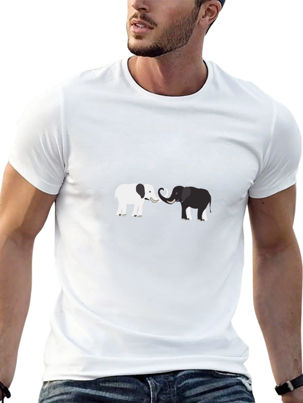 Elephant Love Graphic Tee - Black Cotton Blend Shirt