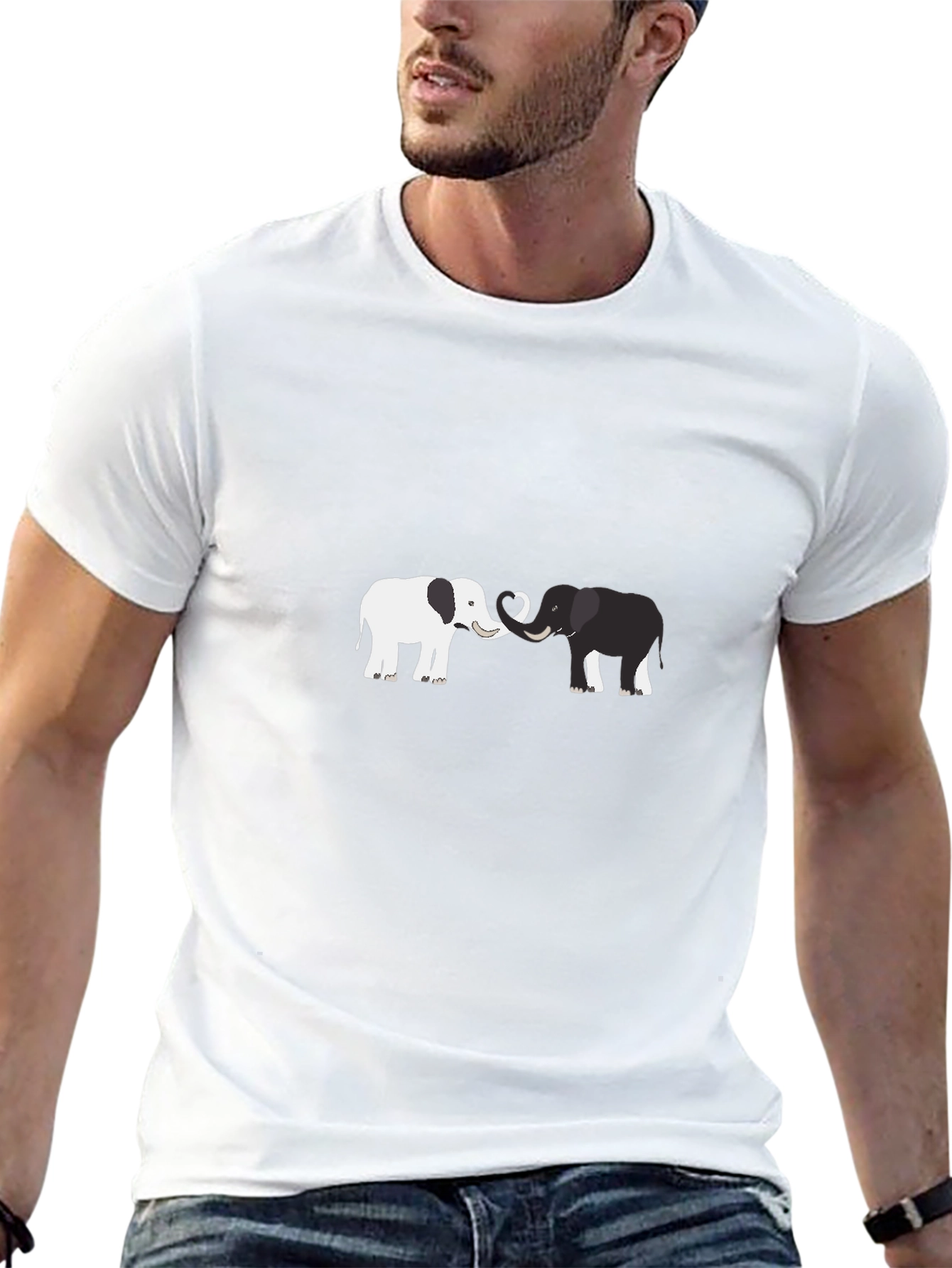 Elephant Love Graphic Tee - Black Cotton Blend Shirt