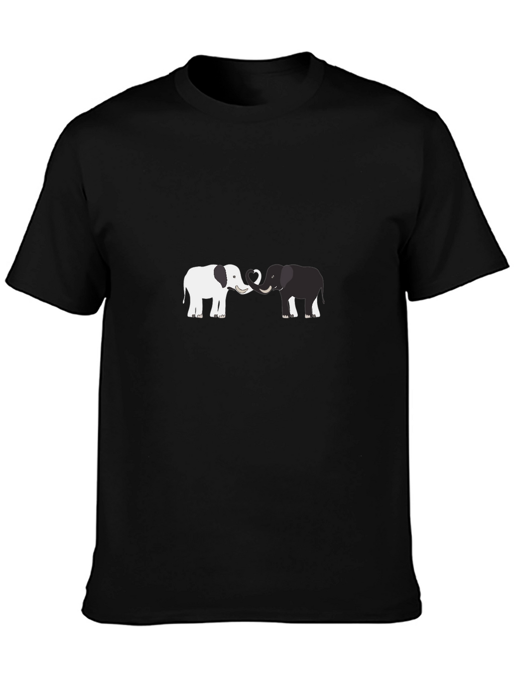 Elephant Love Graphic Tee - Black Cotton Blend Shirt