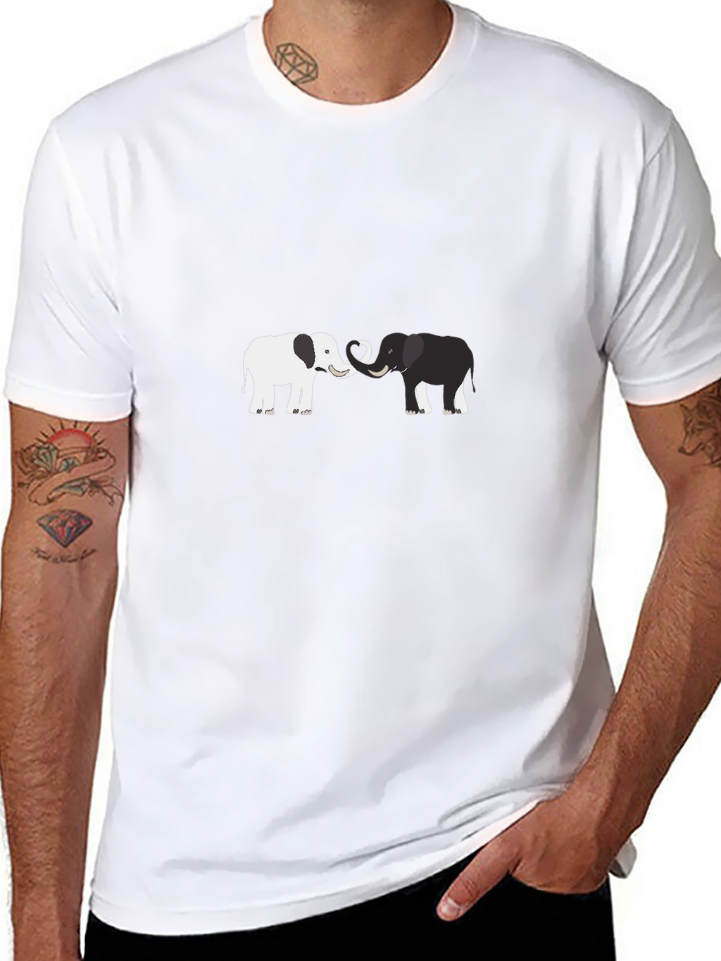 Elephant Love Graphic Tee - Black Cotton Blend Shirt
