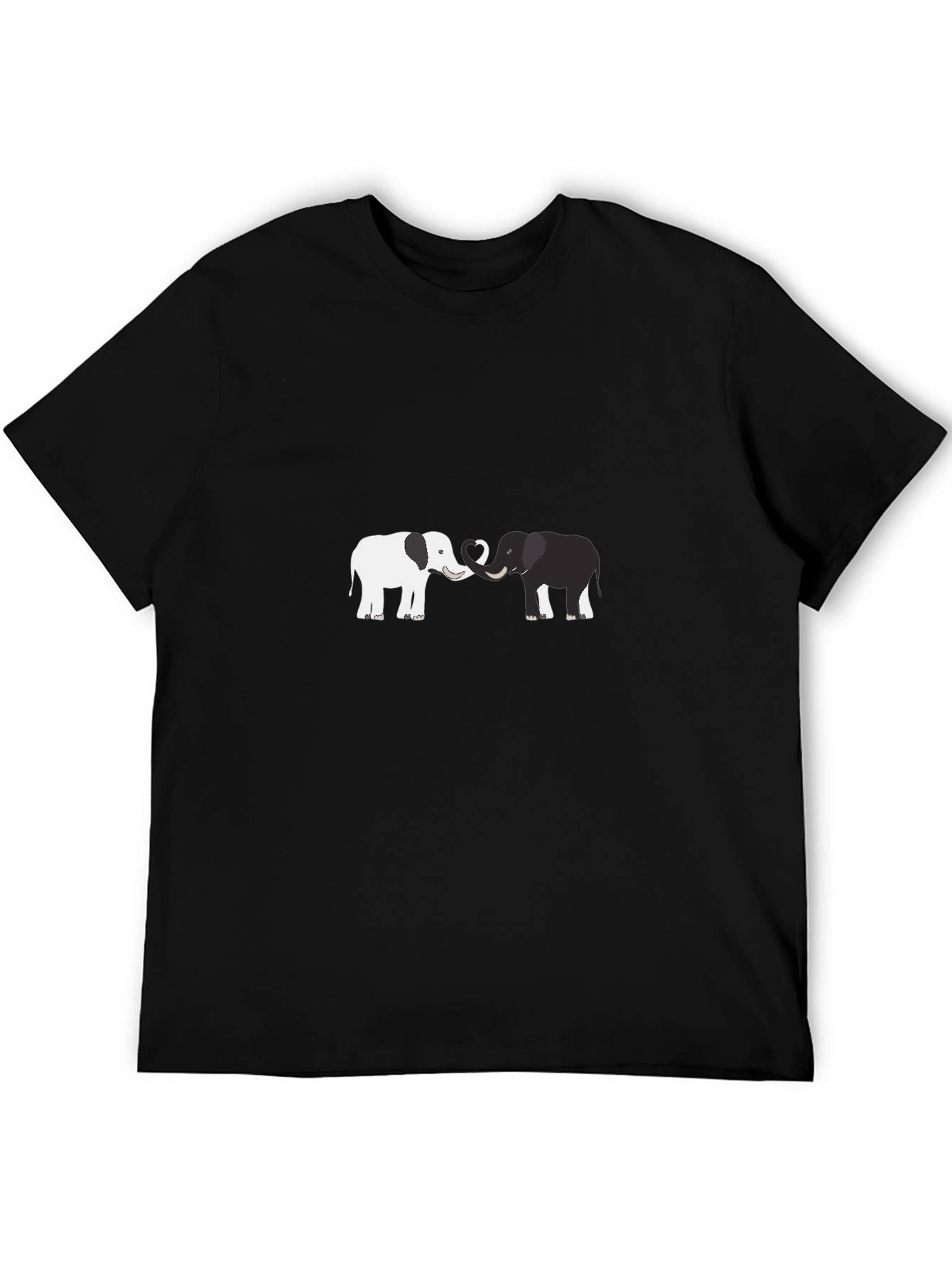 Elephant Love Graphic Tee - Black Cotton Blend Shirt