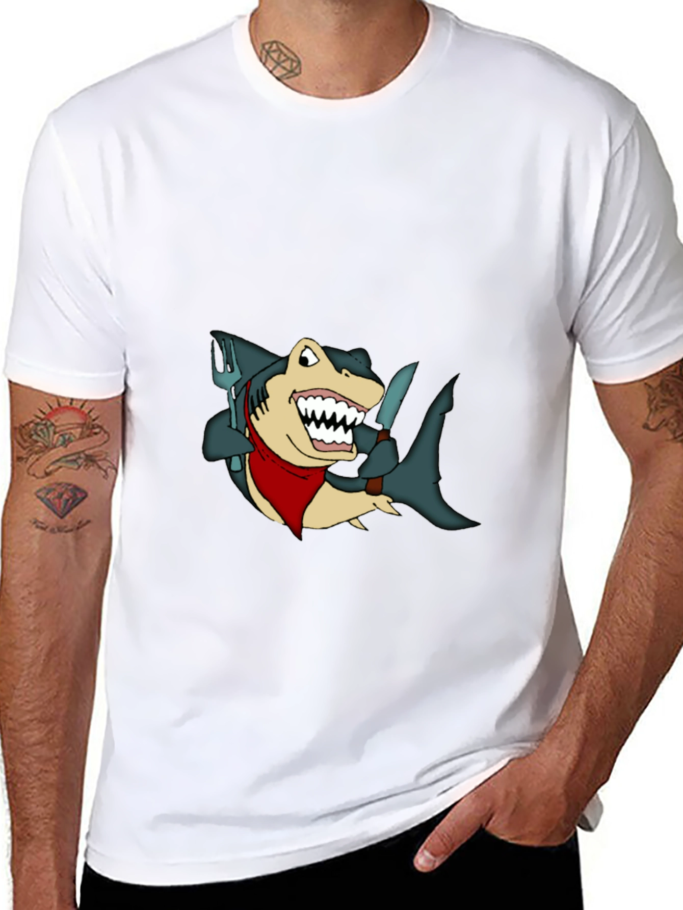 Shark Chef T-Shirt - Funny Cartoon Tee