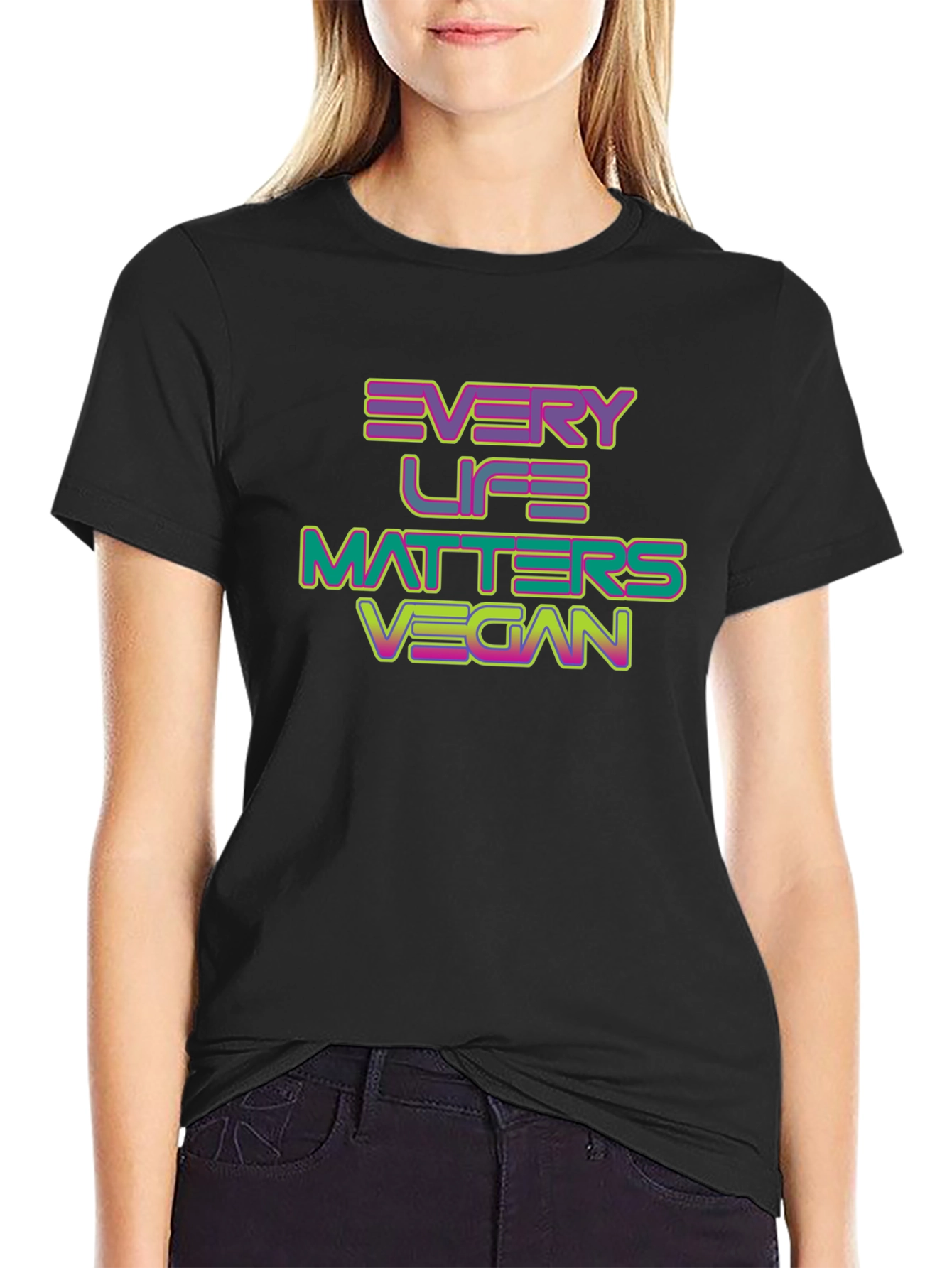 Every Life Matters Vegan T-Shirt - Black