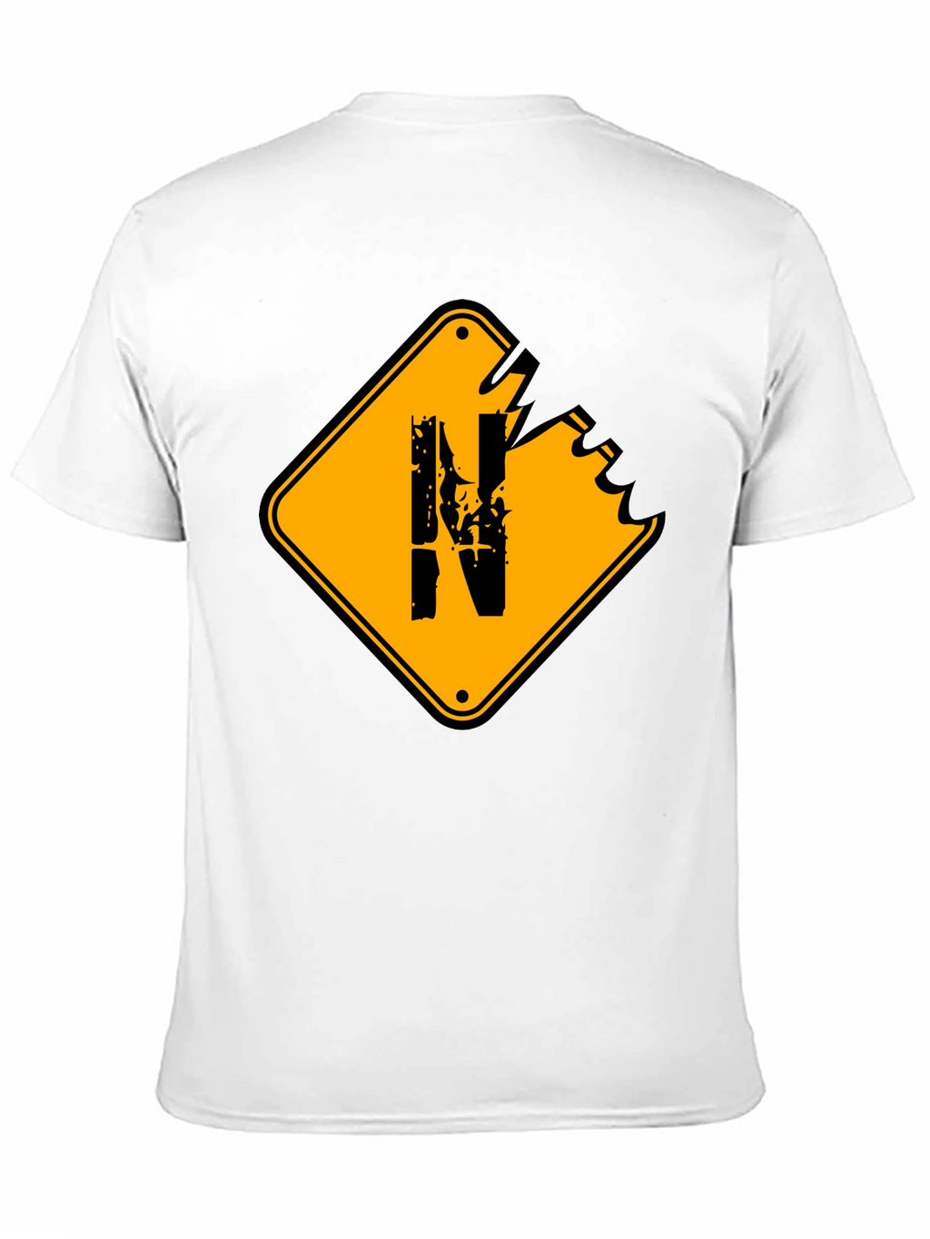 Distressed N Letter Graphic Mens Black T-Shirt