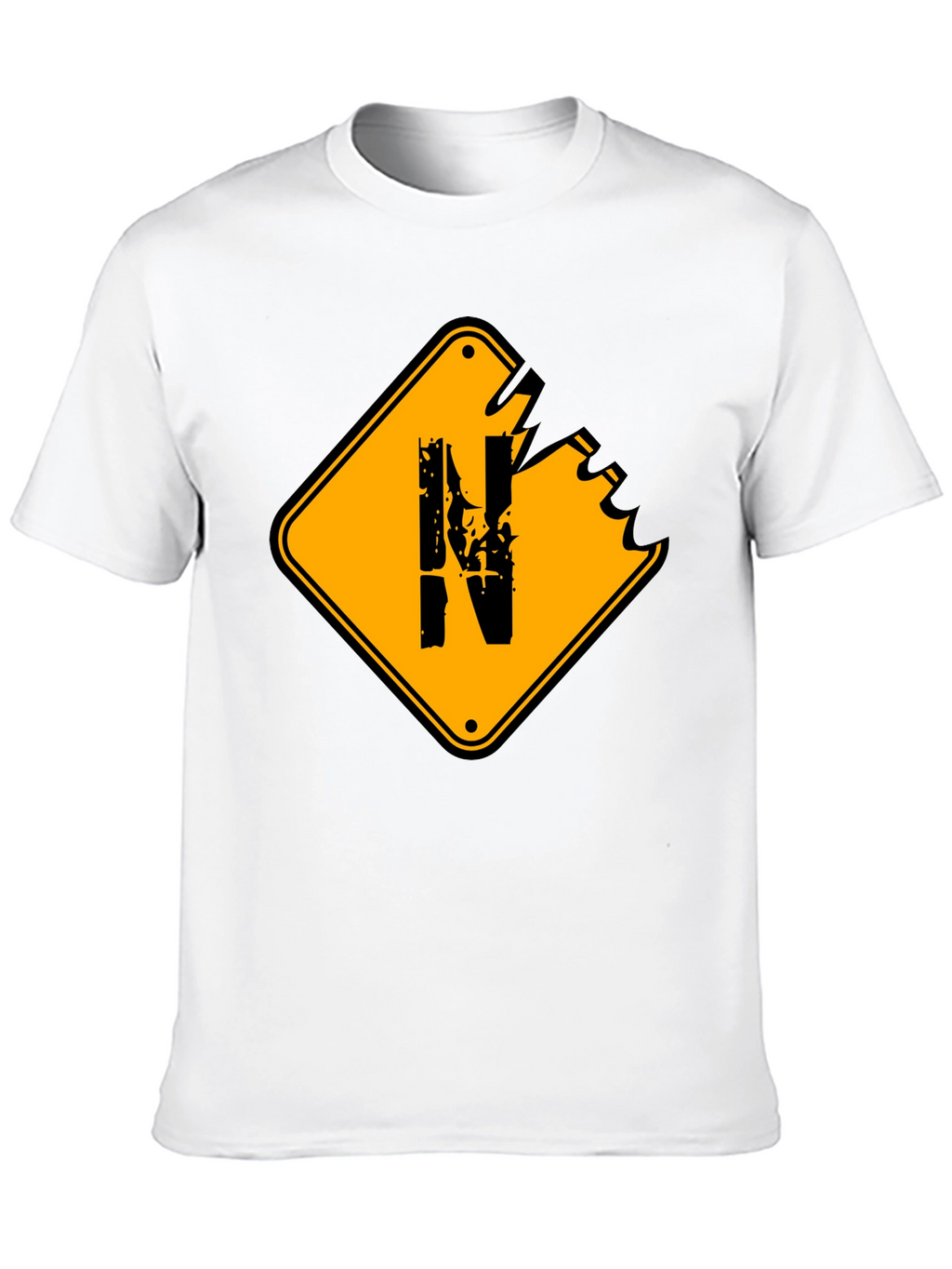 Distressed N Letter Graphic Mens Black T-Shirt