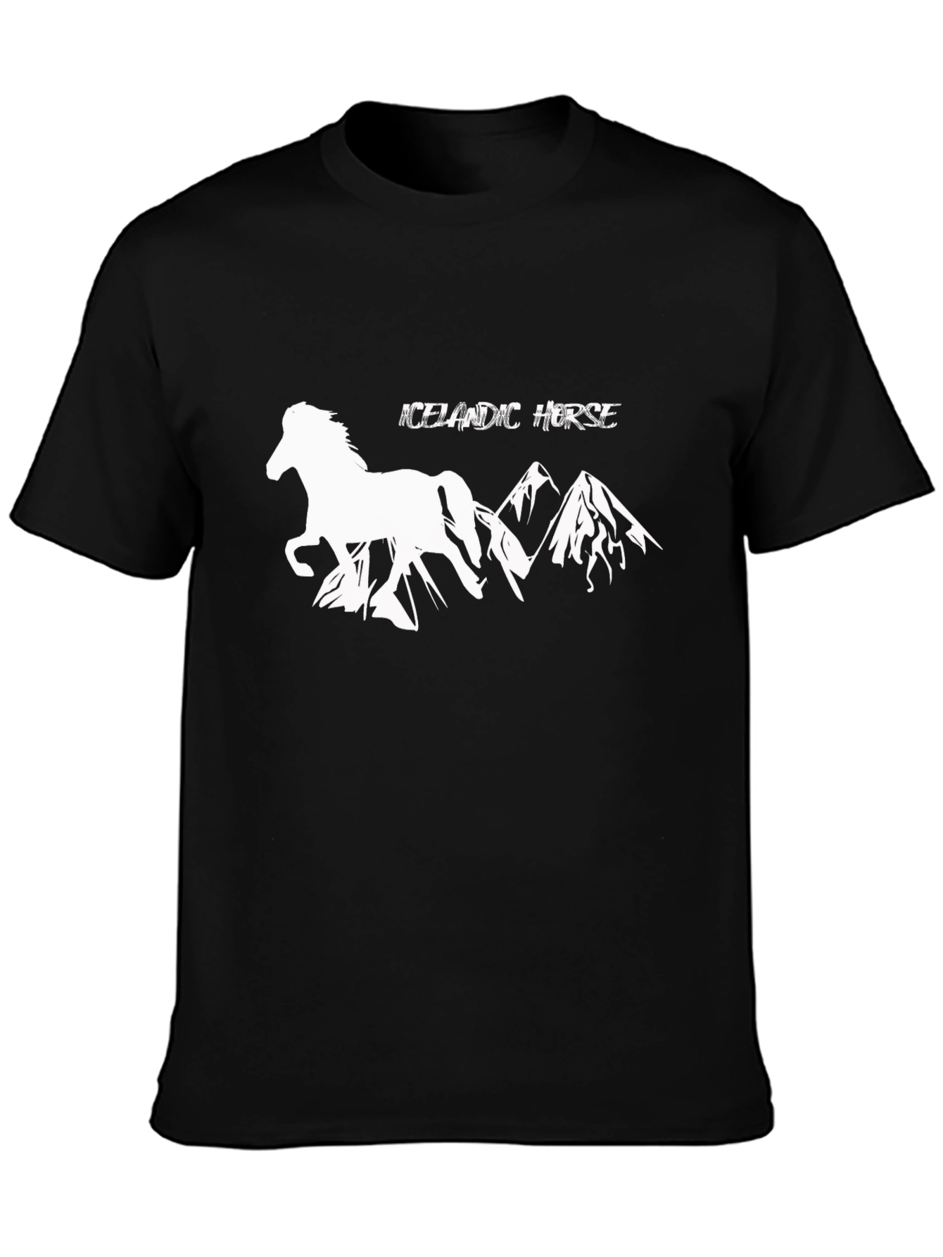Icelandic Horse Graphic Tee - Black Cotton T-Shirt
