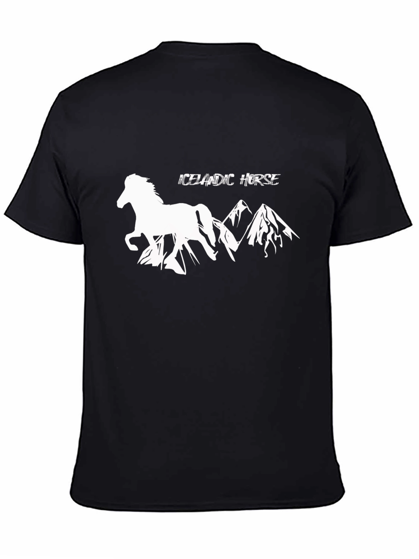 Icelandic Horse Graphic Tee - Black Cotton T-Shirt