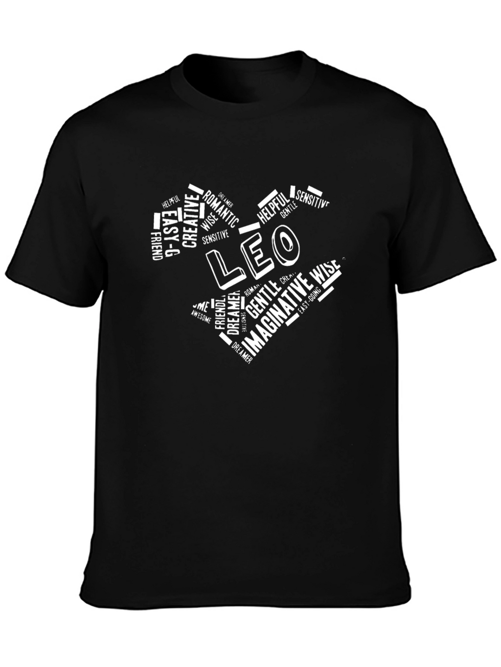 Mens Leo Zodiac Heart Word Graphic T-Shirt