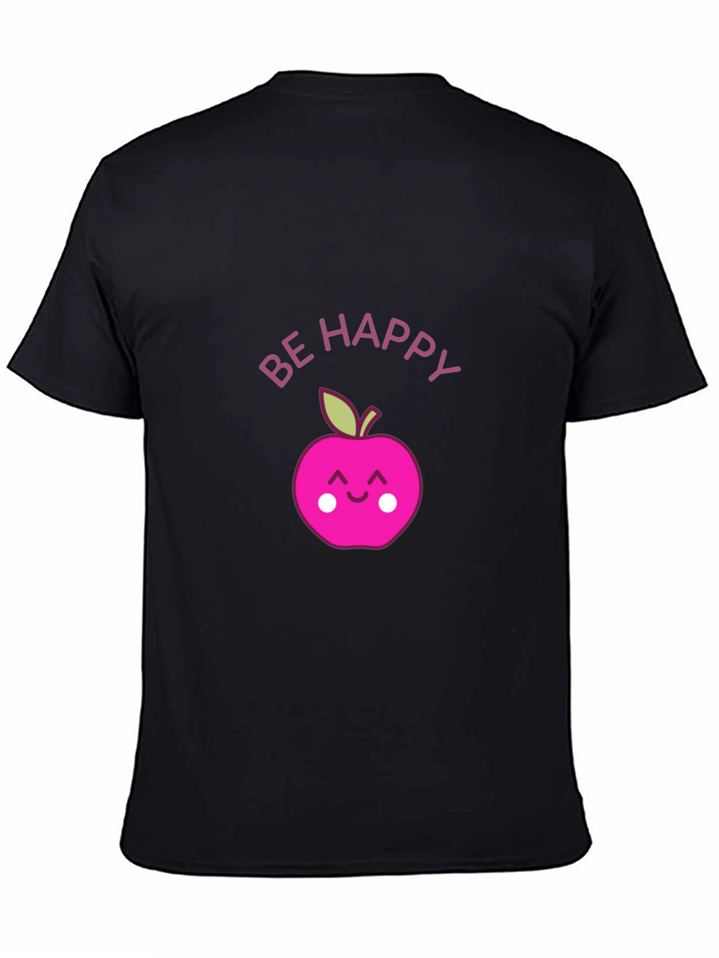 Be Happy Apple Graphic Tee - Black