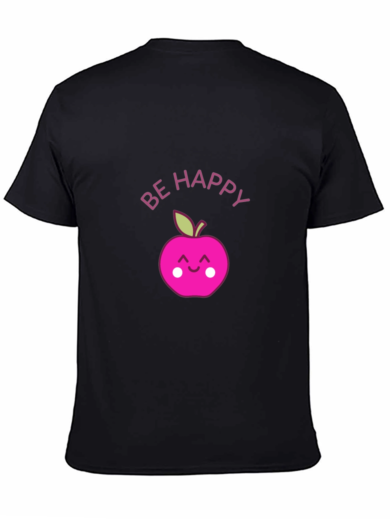 Be Happy Apple Graphic Tee - Black