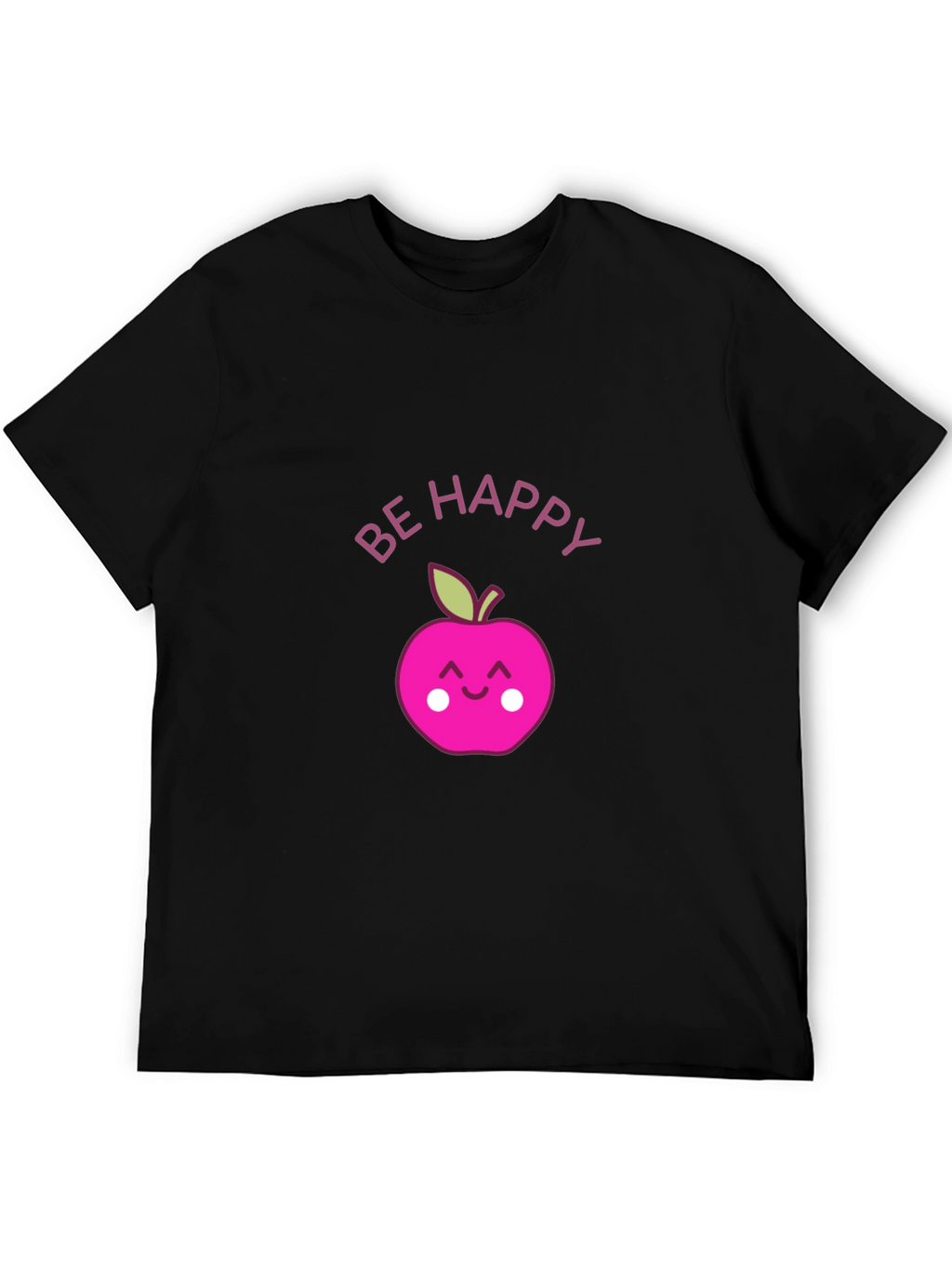 Be Happy Apple Graphic Tee - Black