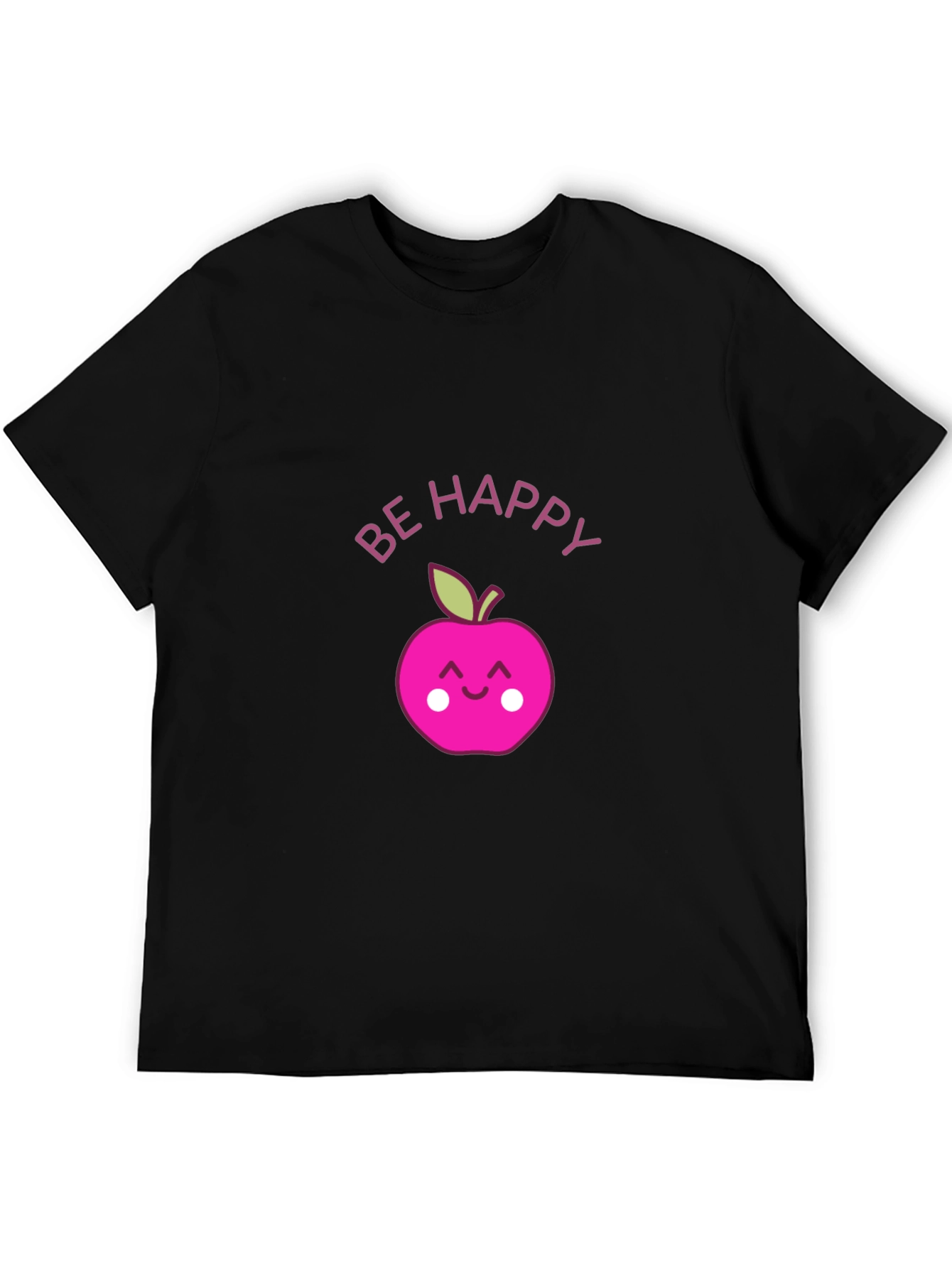 Be Happy Apple Graphic Tee - Black