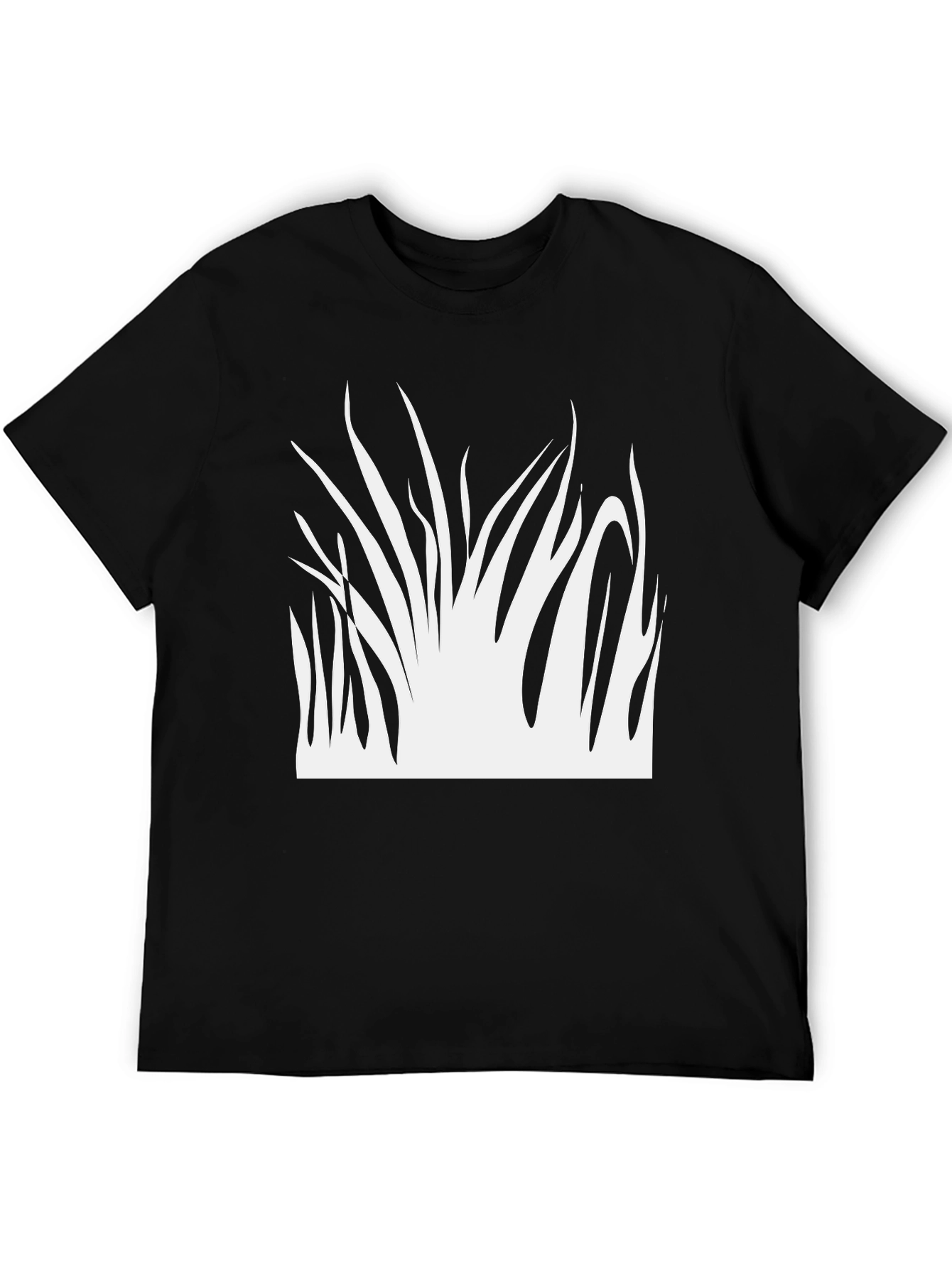 Abstract Grass Graphic Black T-Shirt