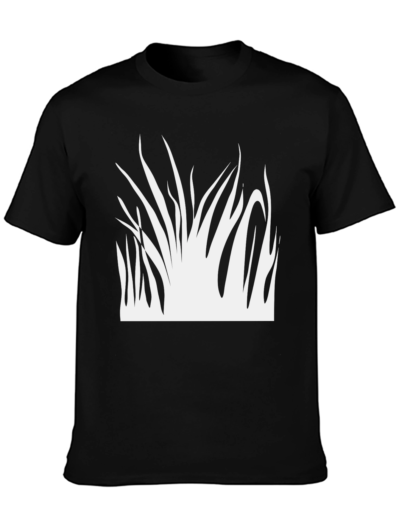 Abstract Grass Graphic Black T-Shirt