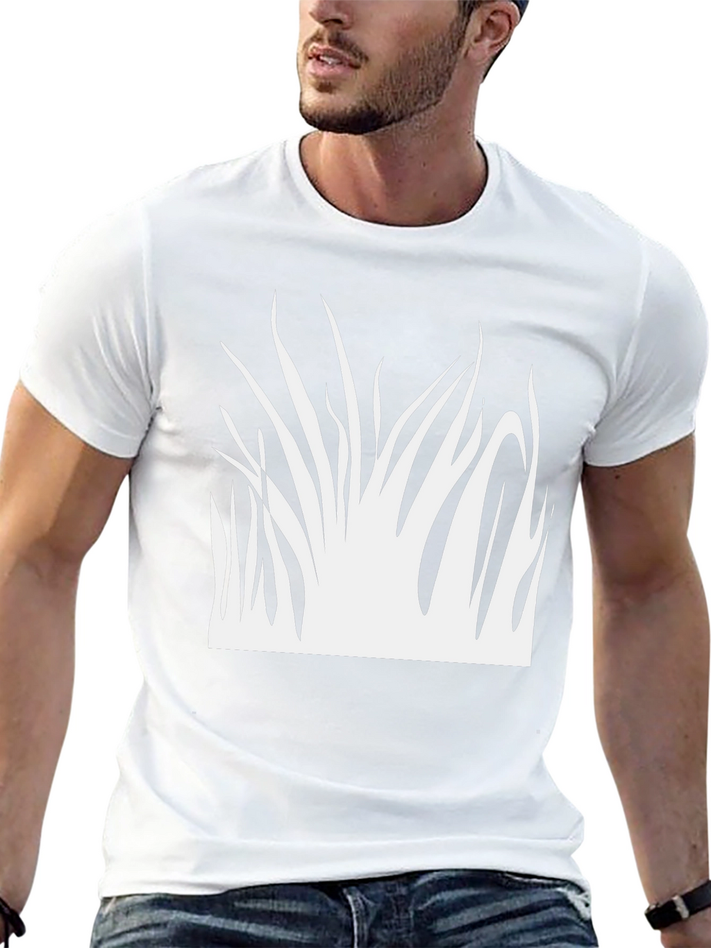 Abstract Grass Graphic Black T-Shirt