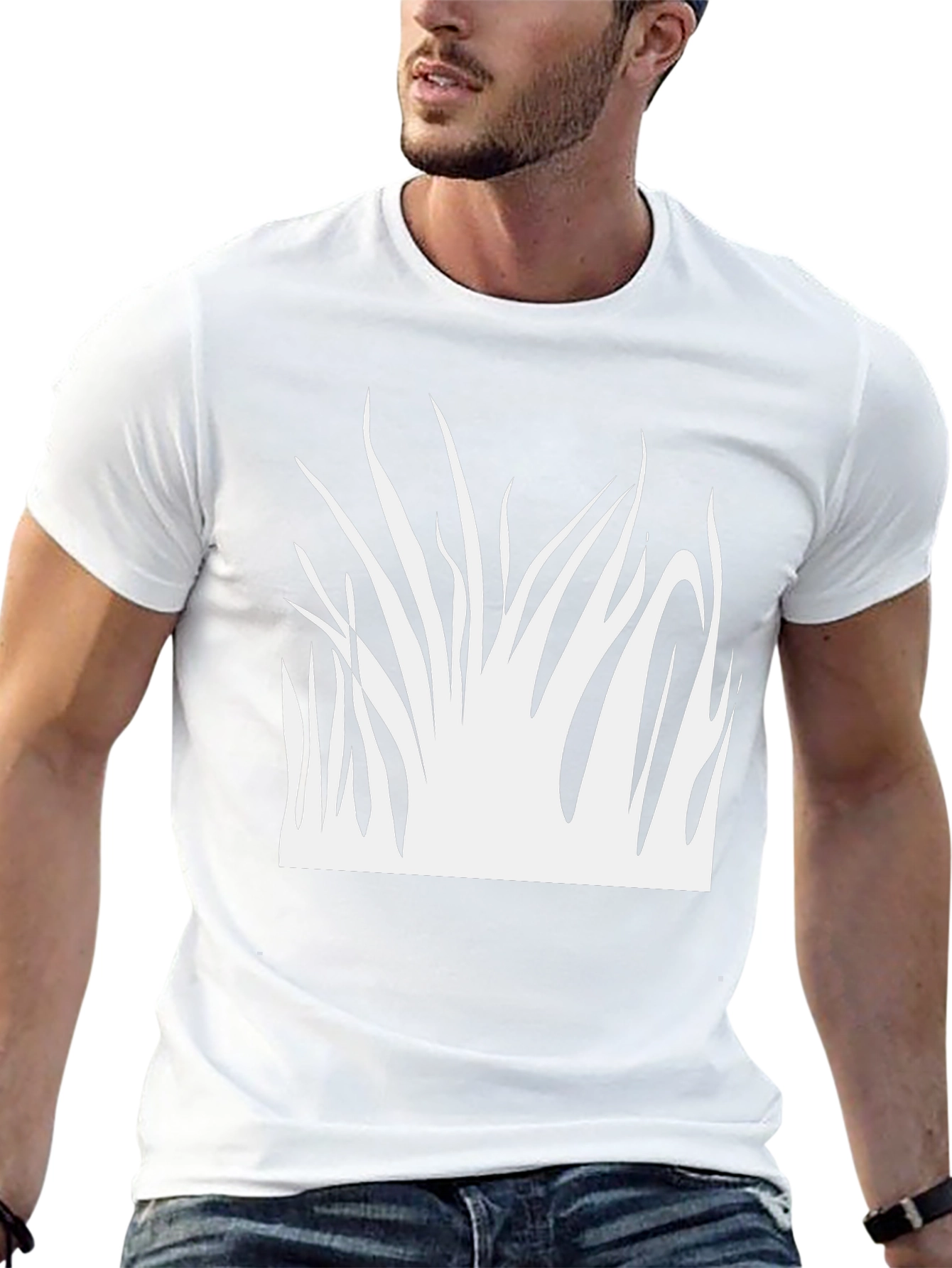 Abstract Grass Graphic Black T-Shirt