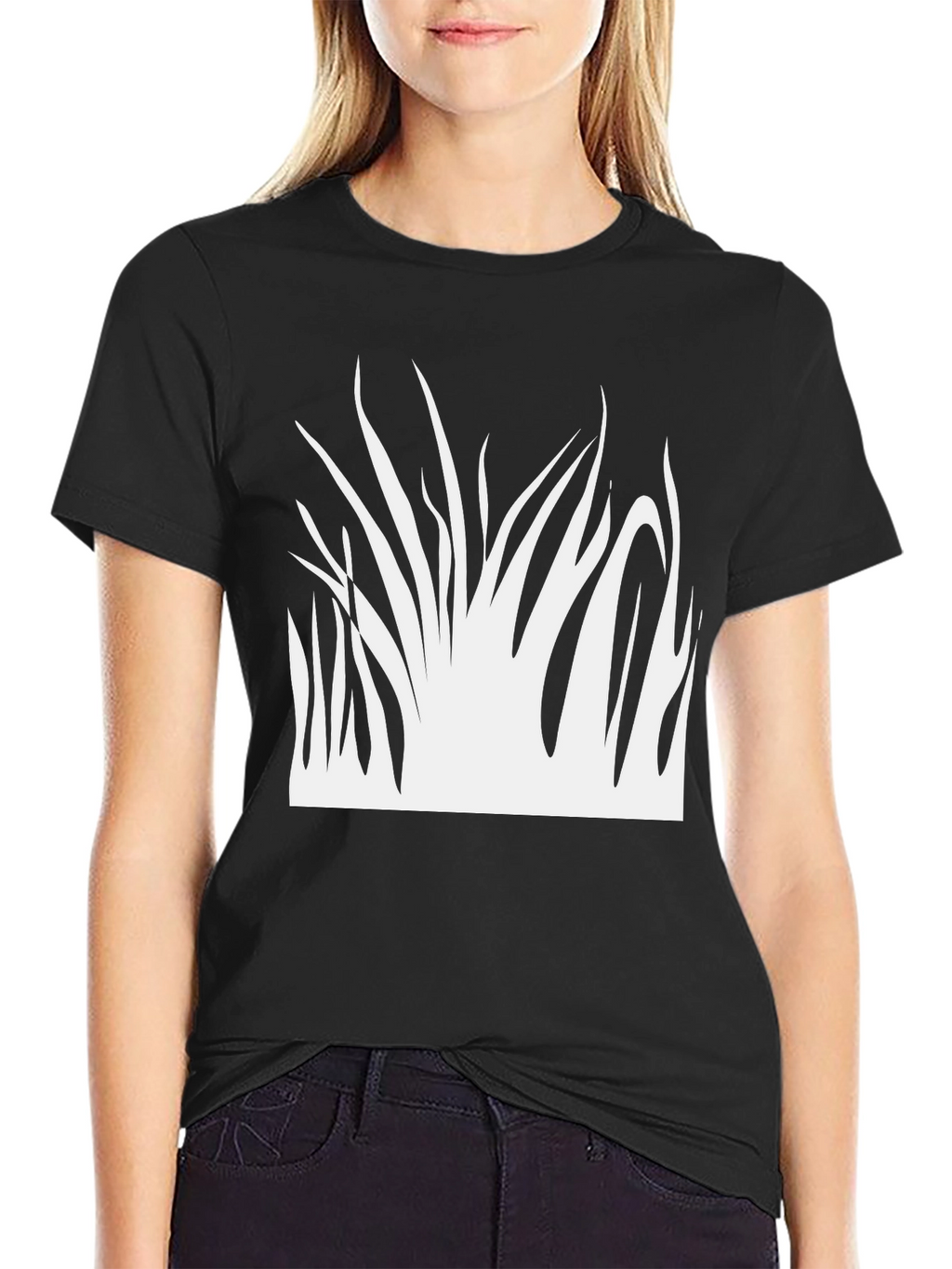 Abstract Grass Graphic Black T-Shirt