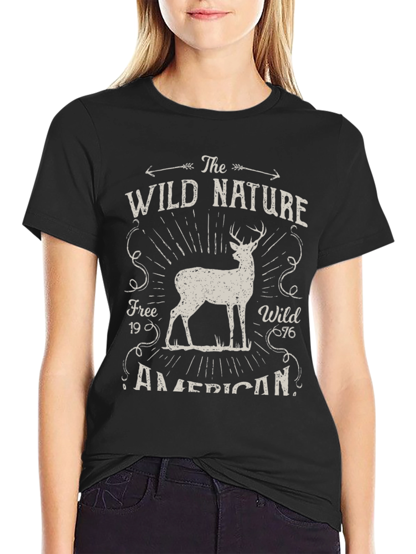 Wild Nature Graphic Tee - American Deer Print