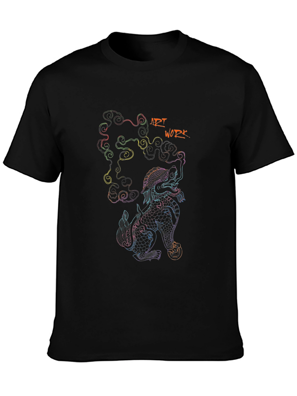 Art Work Dragon Graphic Black T-Shirt