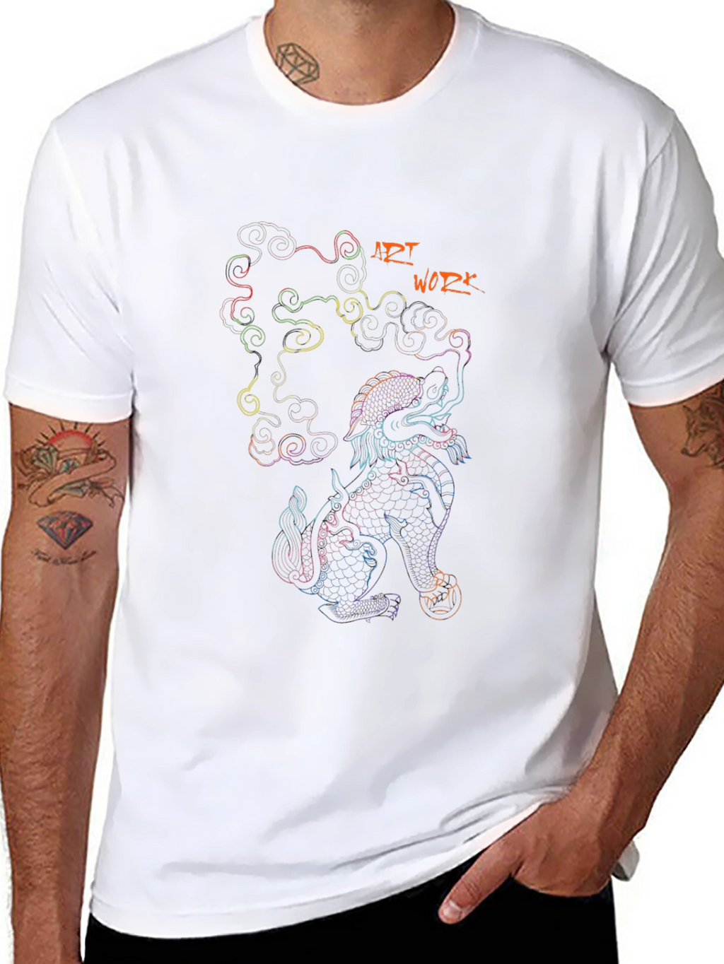 Art Work Dragon Graphic Black T-Shirt