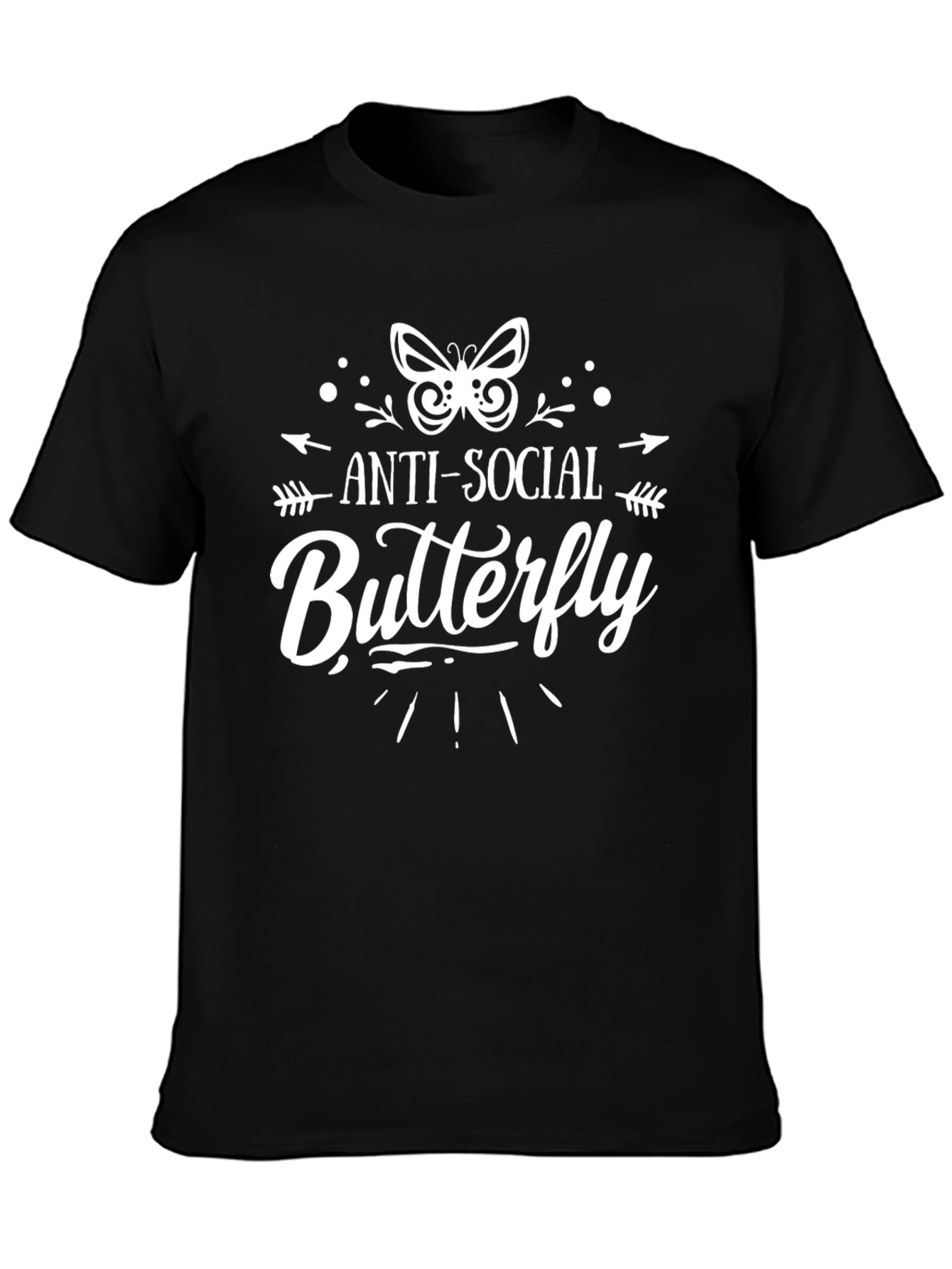 Anti-Social Butterfly Black Graphic T-Shirt