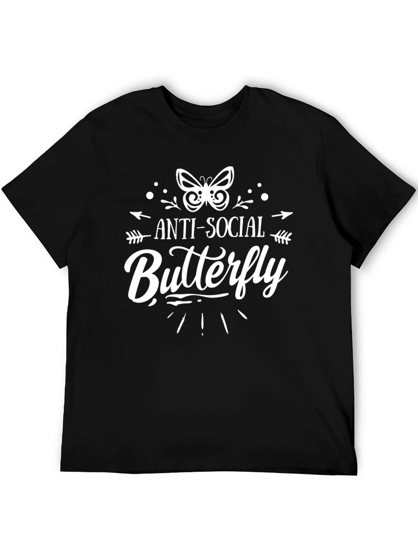 Anti-Social Butterfly Black Graphic T-Shirt
