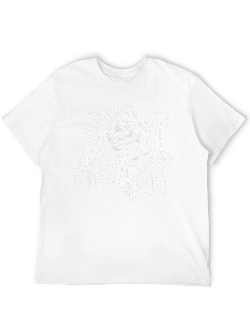 Black T-Shirt with White Rose Graphic