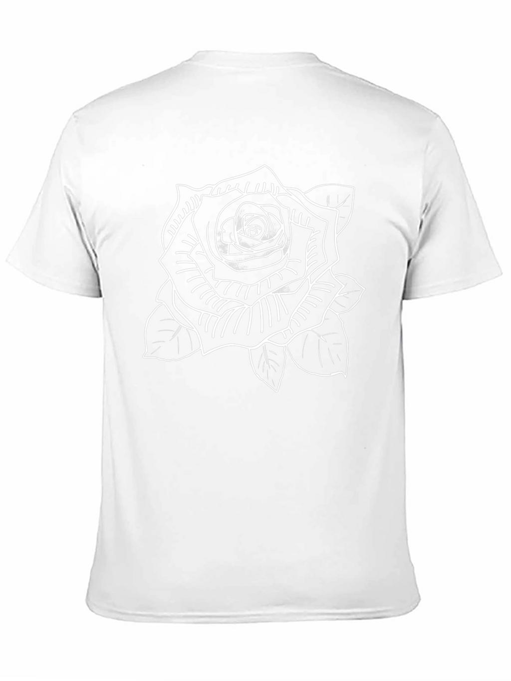 Black T-Shirt with White Rose Graphic