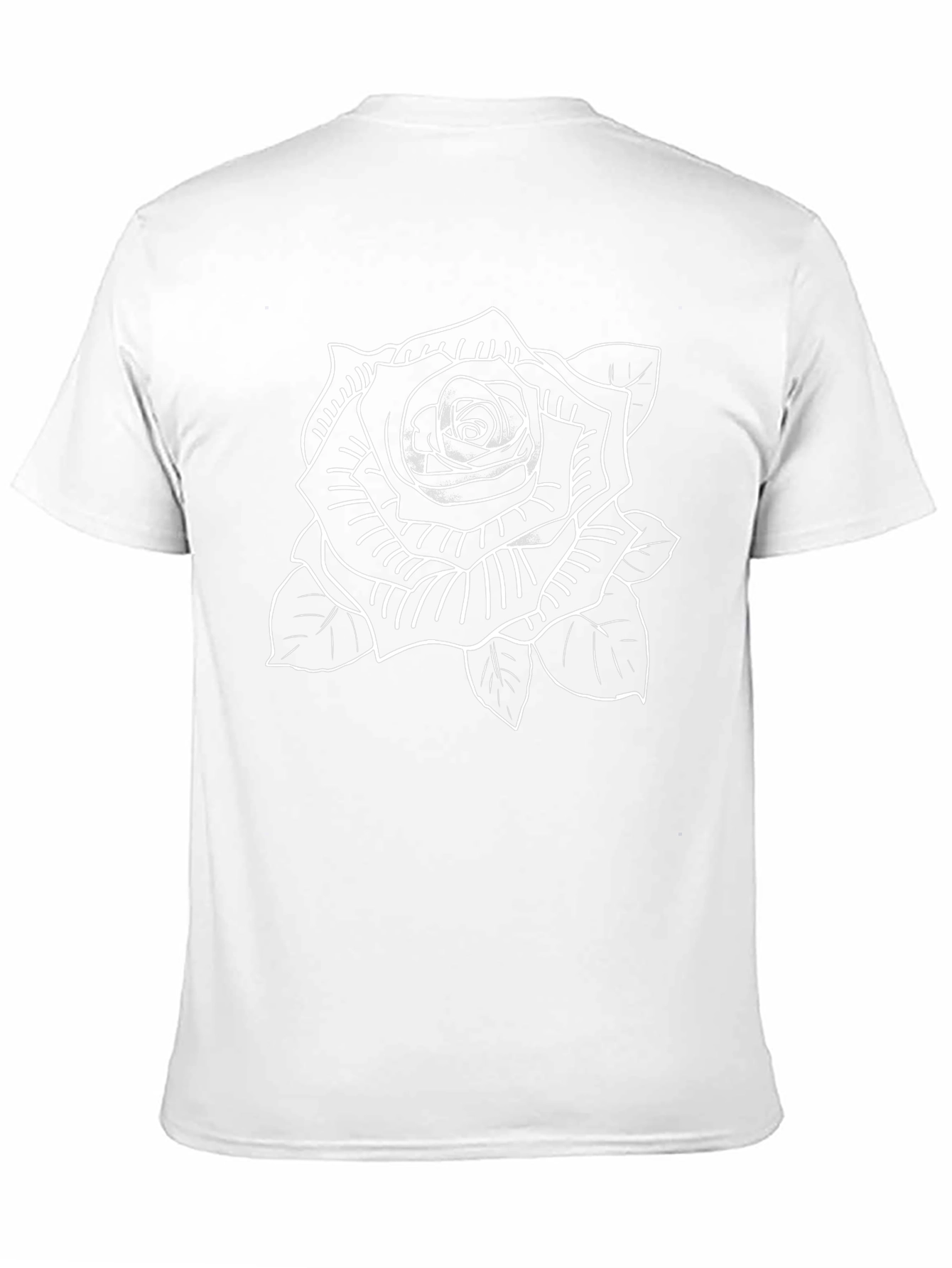 Black T-Shirt with White Rose Graphic