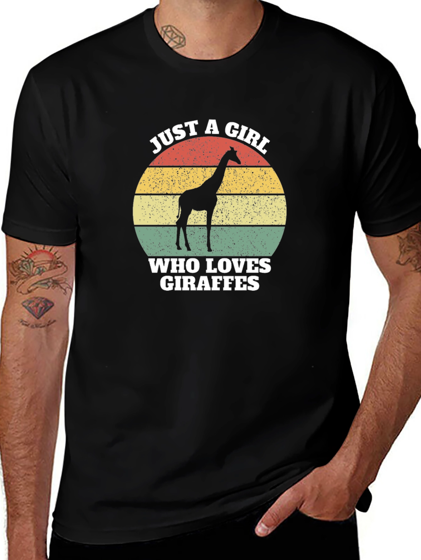 Giraffe Lover Graphic Tee - Retro Sunset Design
