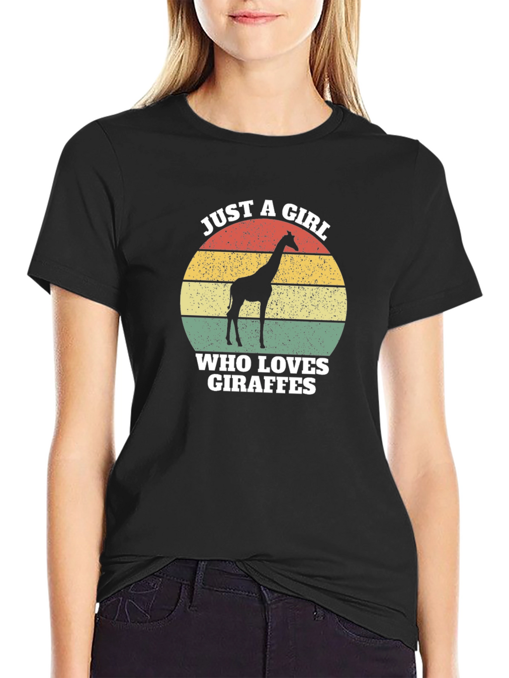 Giraffe Lover Graphic Tee - Retro Sunset Design