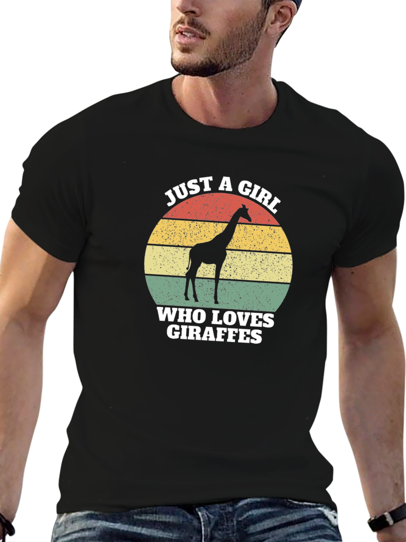 Giraffe Lover Graphic Tee - Retro Sunset Design