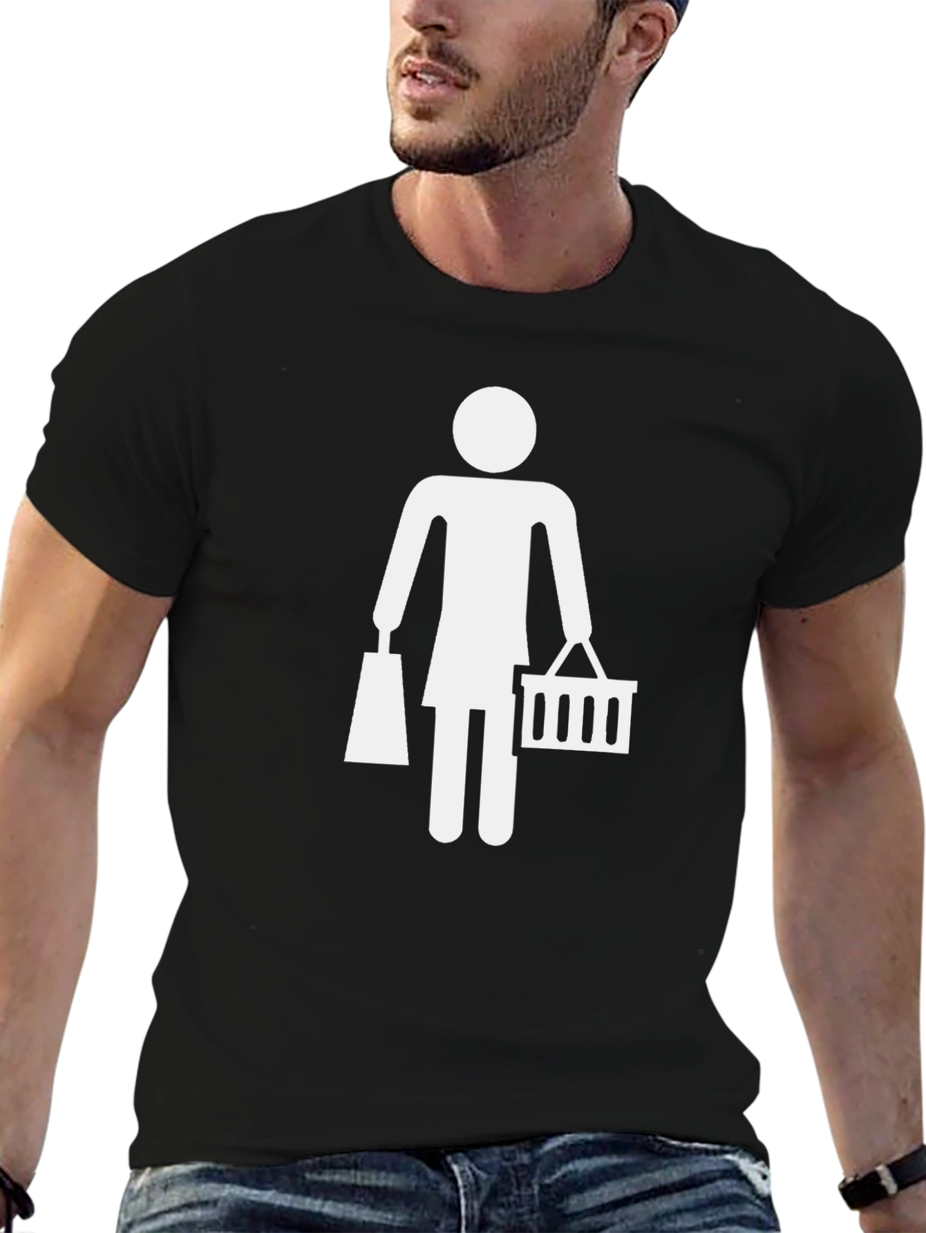 Woman Shopping Graphic Tee - Black