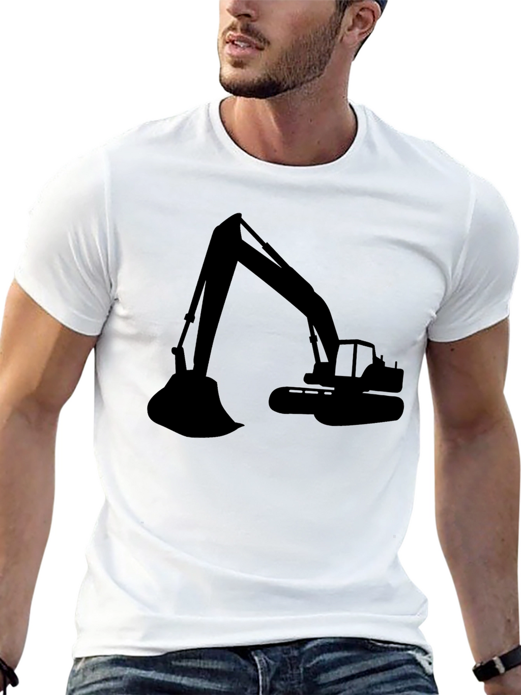 Excavator Graphic Tee - Black Cotton Comfort