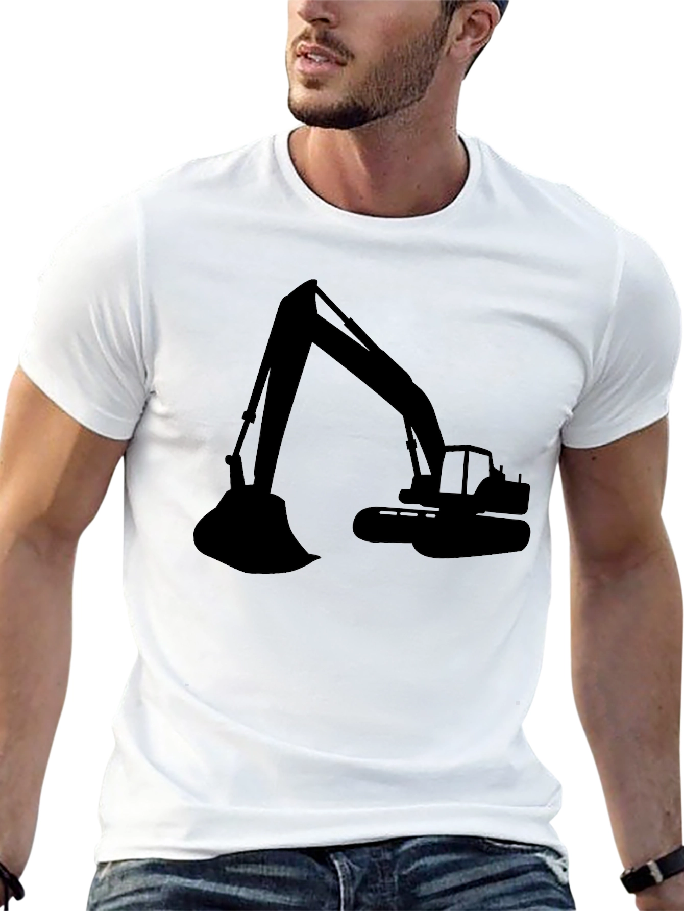 Excavator Graphic Tee - Black Cotton Comfort