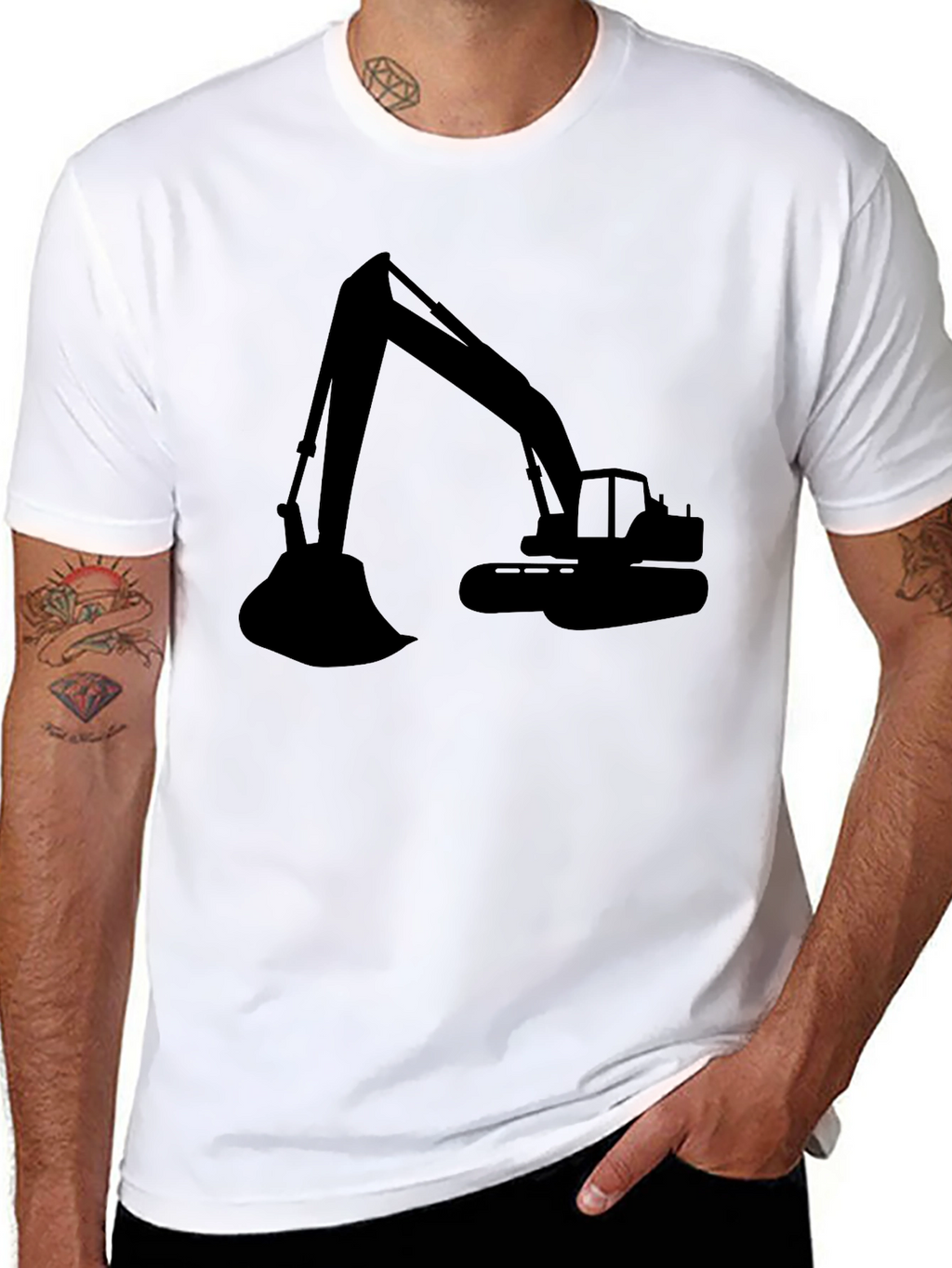 Excavator Graphic Tee - Black Cotton Comfort