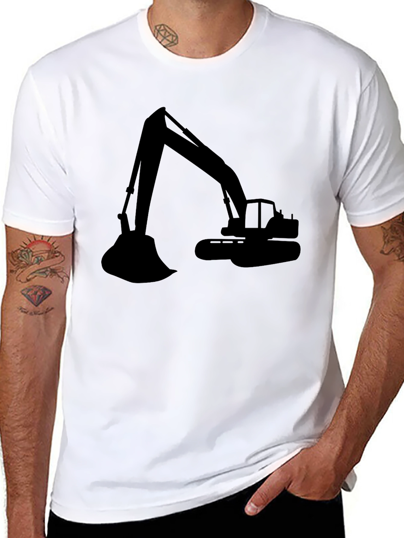 Excavator Graphic Tee - Black Cotton Comfort