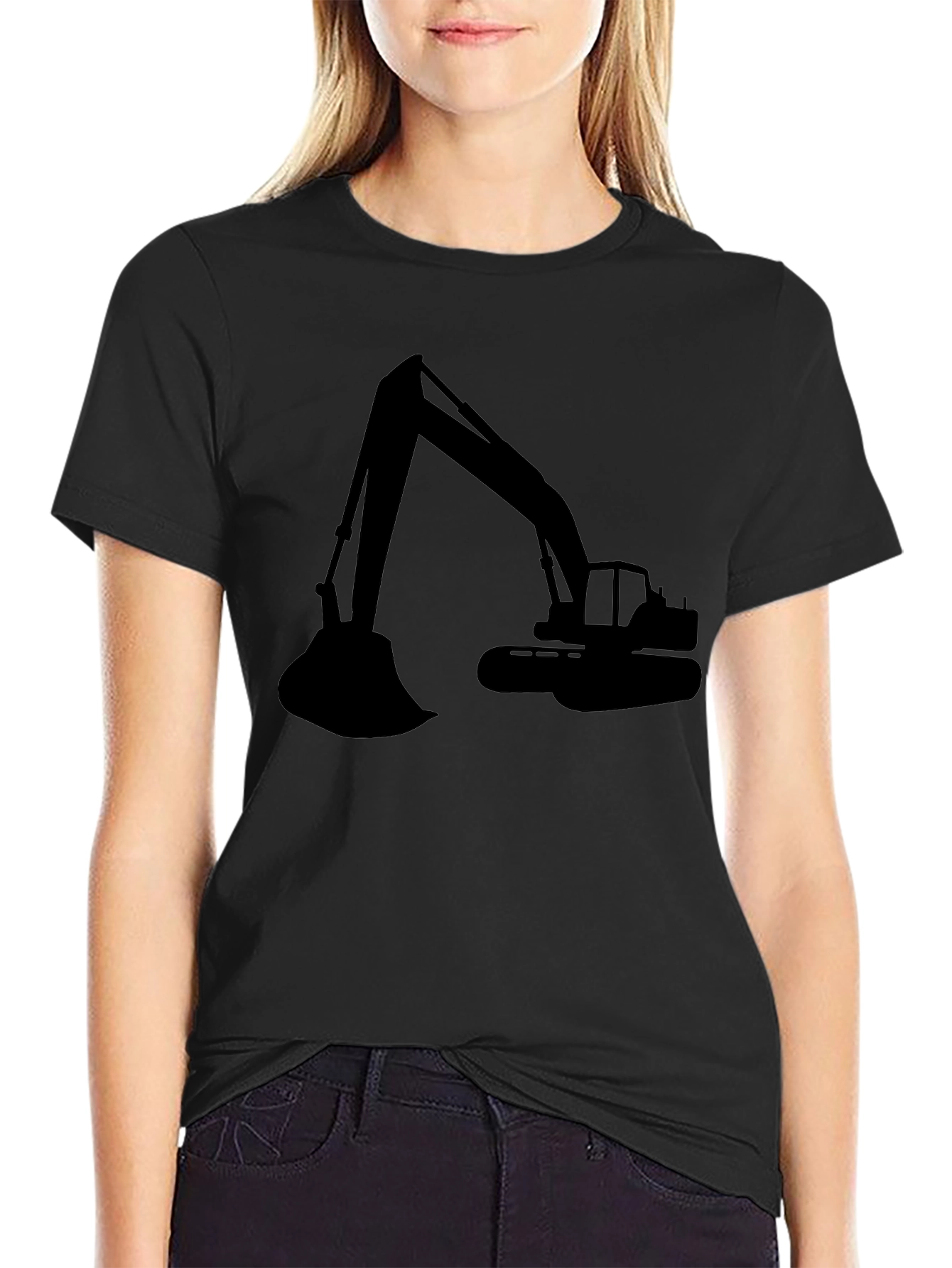 Excavator Graphic Tee - Black Cotton Comfort